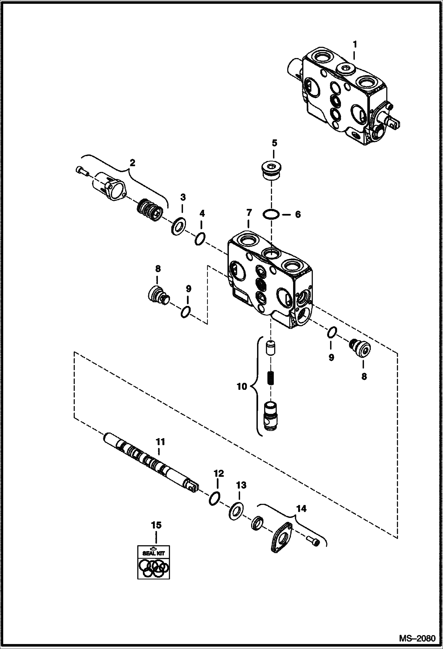 Схема запчастей Bobcat 320 - VALVE SECTION (Auxiliary) (323J) HYDRAULIC SYSTEM