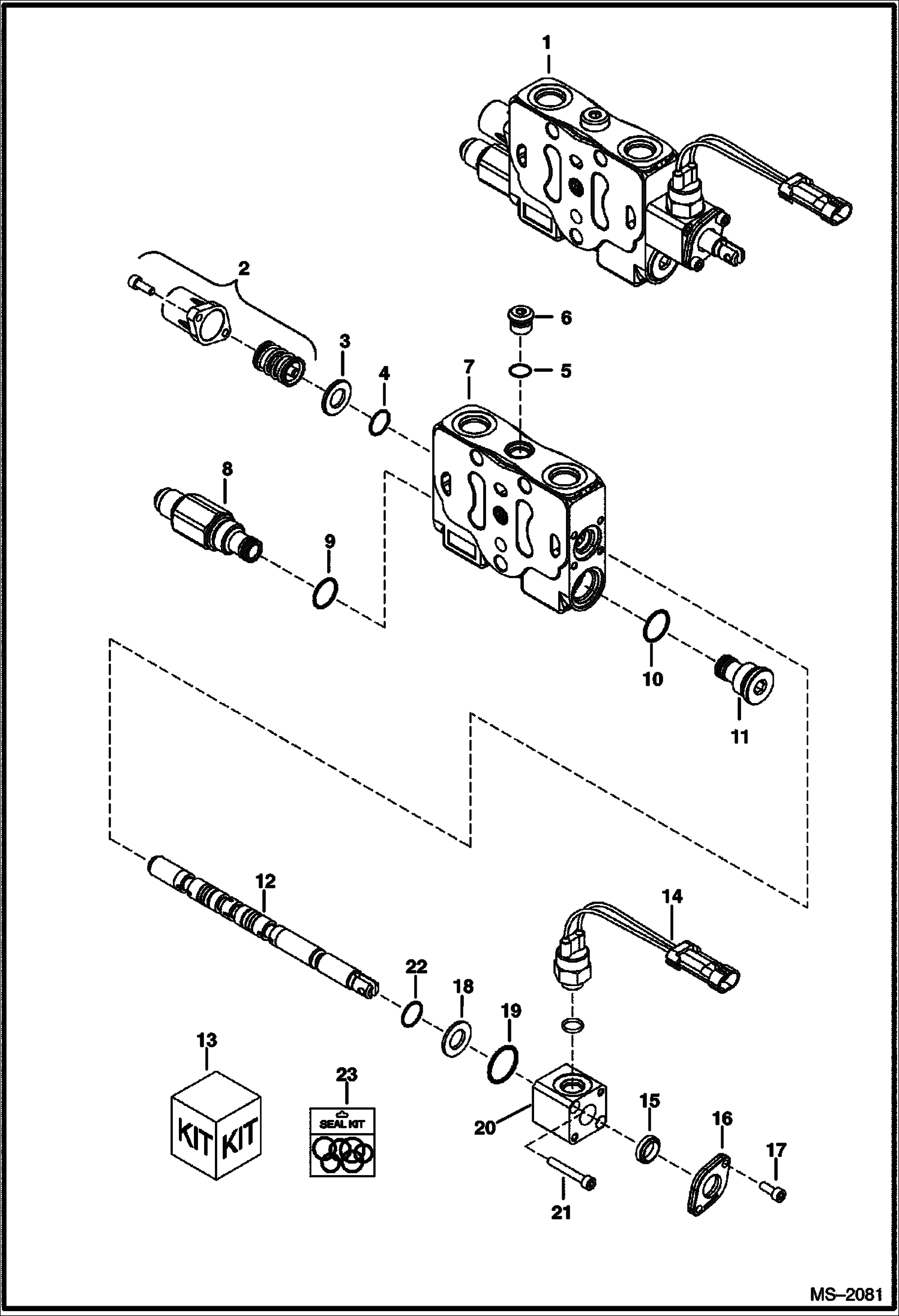 Схема запчастей Bobcat 320 - VALVE SECTION (L.H. Travel) (323J) HYDRAULIC SYSTEM