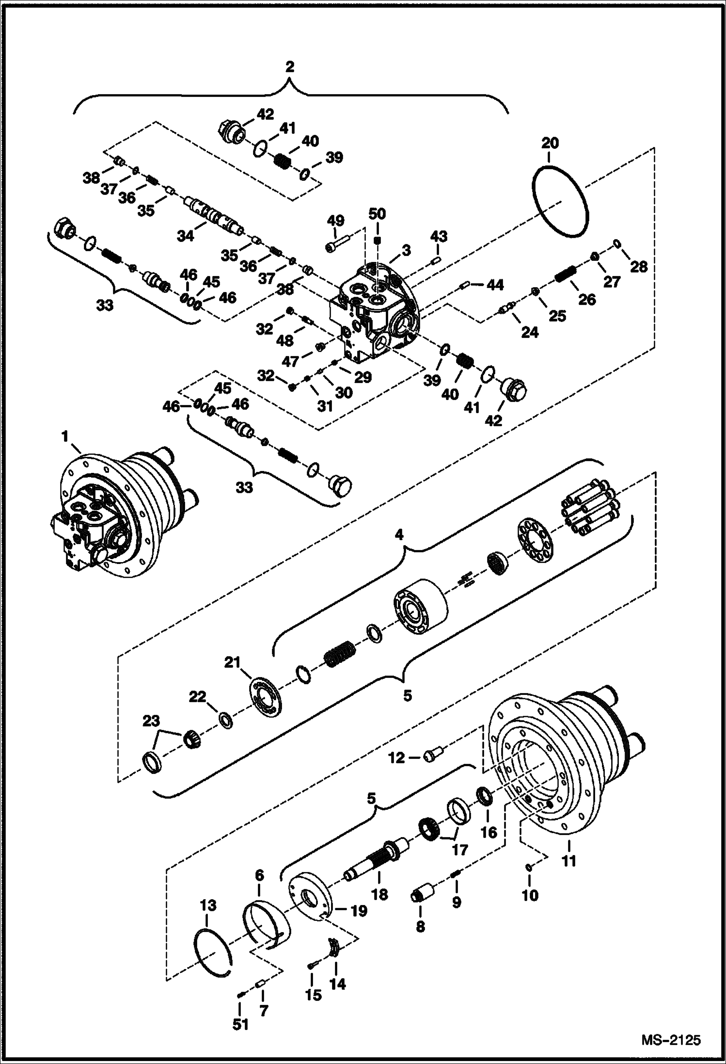 Схема запчастей Bobcat 435 - TRAVEL MOTOR (Motor - Rexroth GFT7T2.5062) (S/N AA89 11012 & Below) HYDRAULIC SYSTEM