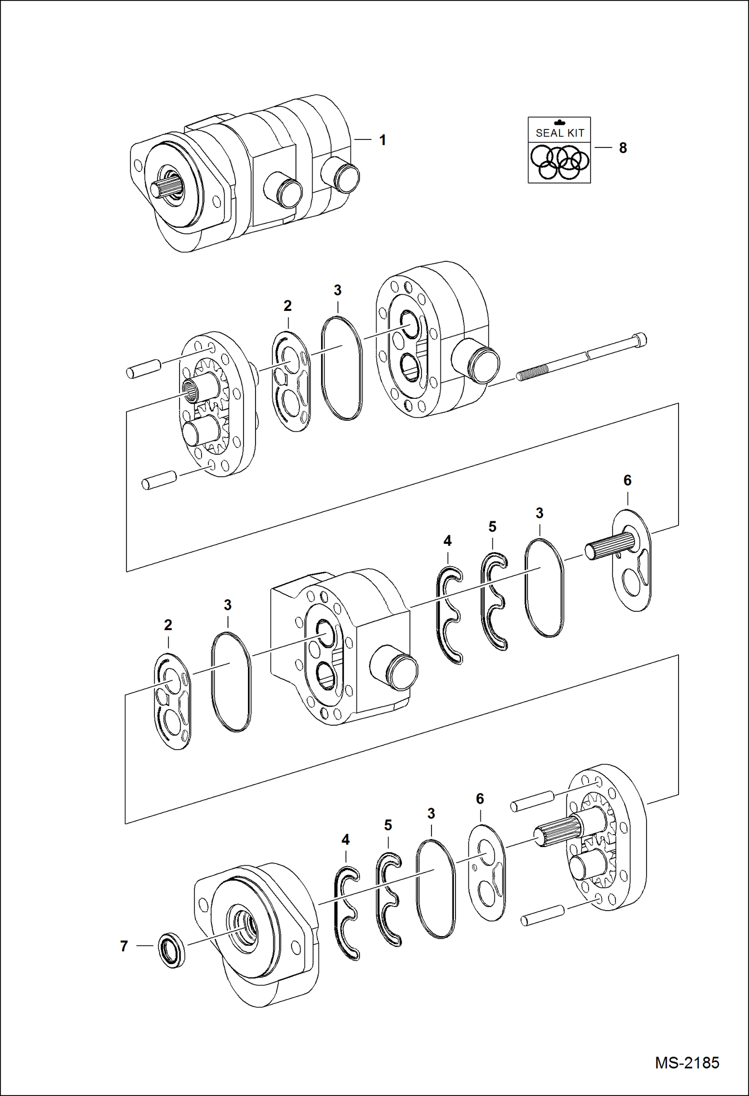 Схема запчастей Bobcat S-Series - GEAR PUMP HYDROSTATIC SYSTEM