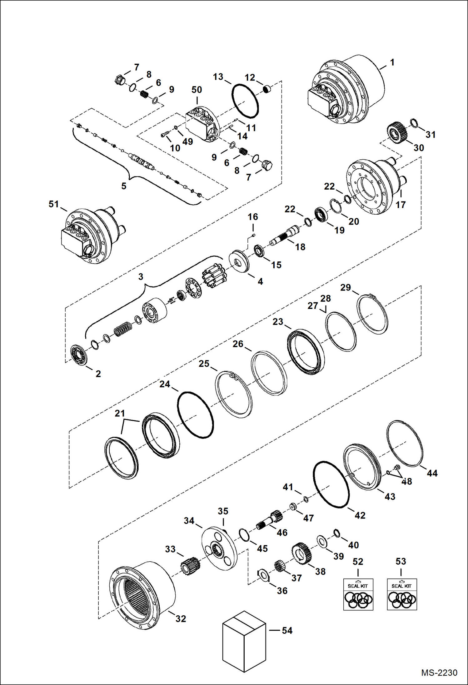 Схема запчастей Bobcat 325 - TRAVEL MOTOR (12 Hole Mount) (S/N 232312280 & Above, 232412043 & Above HYDRAULIC SYSTEM