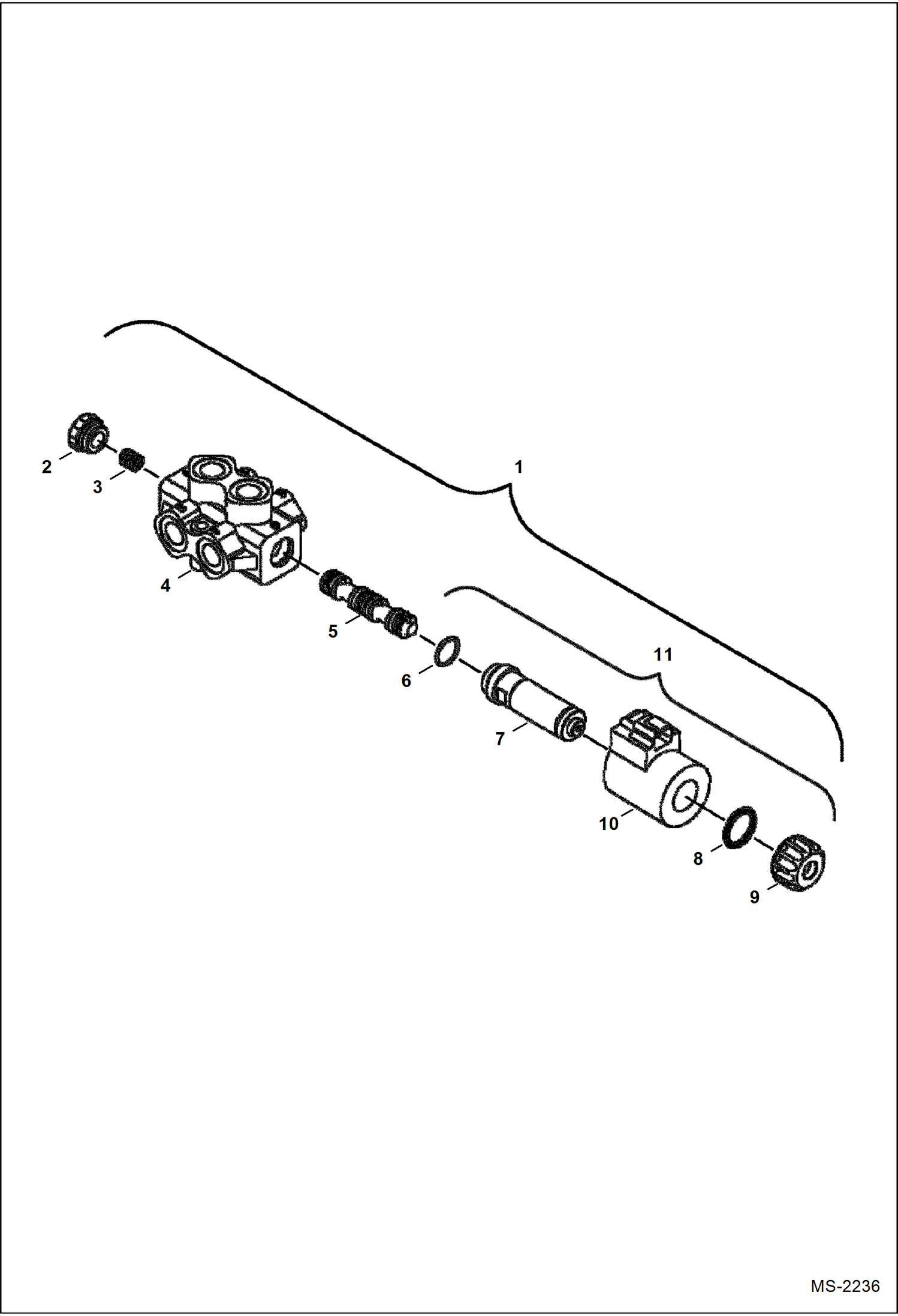 Схема запчастей Bobcat Mini Tracks Loaders - SINGLE VALVE (S/N 5206 12037 & Abv, 5224 11118 & Abv) HYDRAULIC SYSTEM