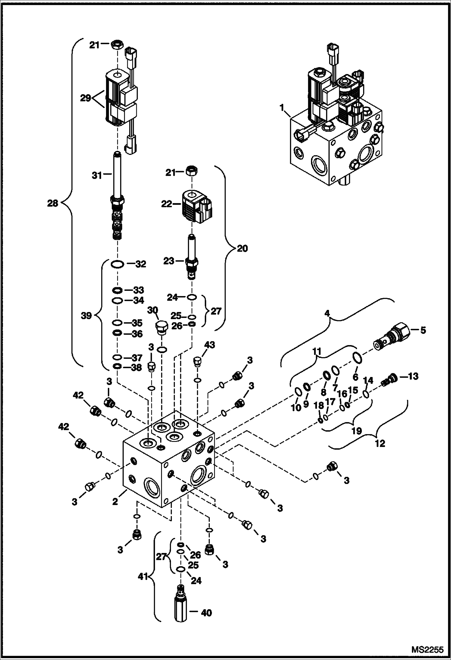 Схема запчастей Bobcat T-Series - REAR AUXILIARY VALVE ACCESSORIES & OPTIONS