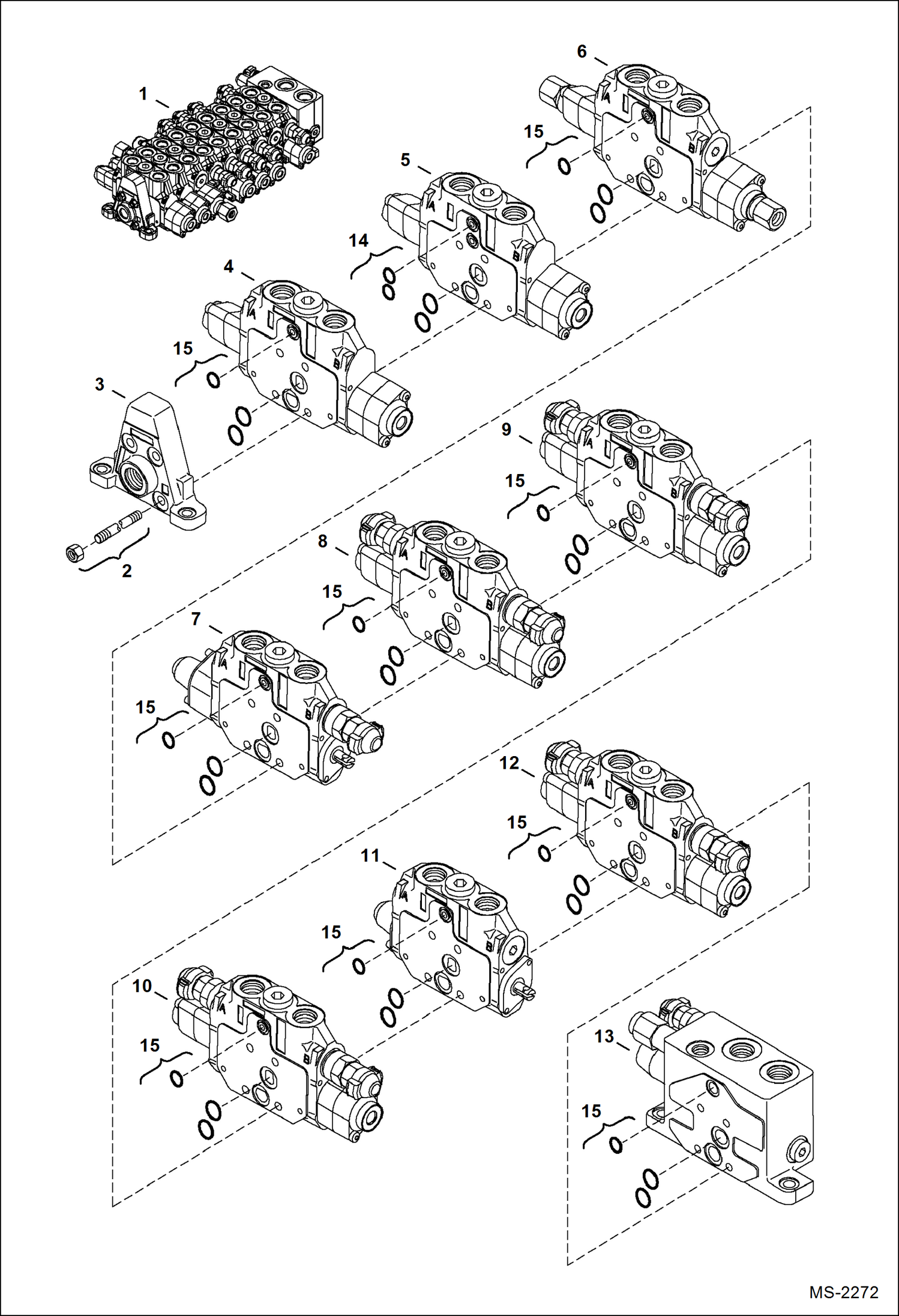 Схема запчастей Bobcat 335 - CONTROL VALVE HYDRAULIC SYSTEM