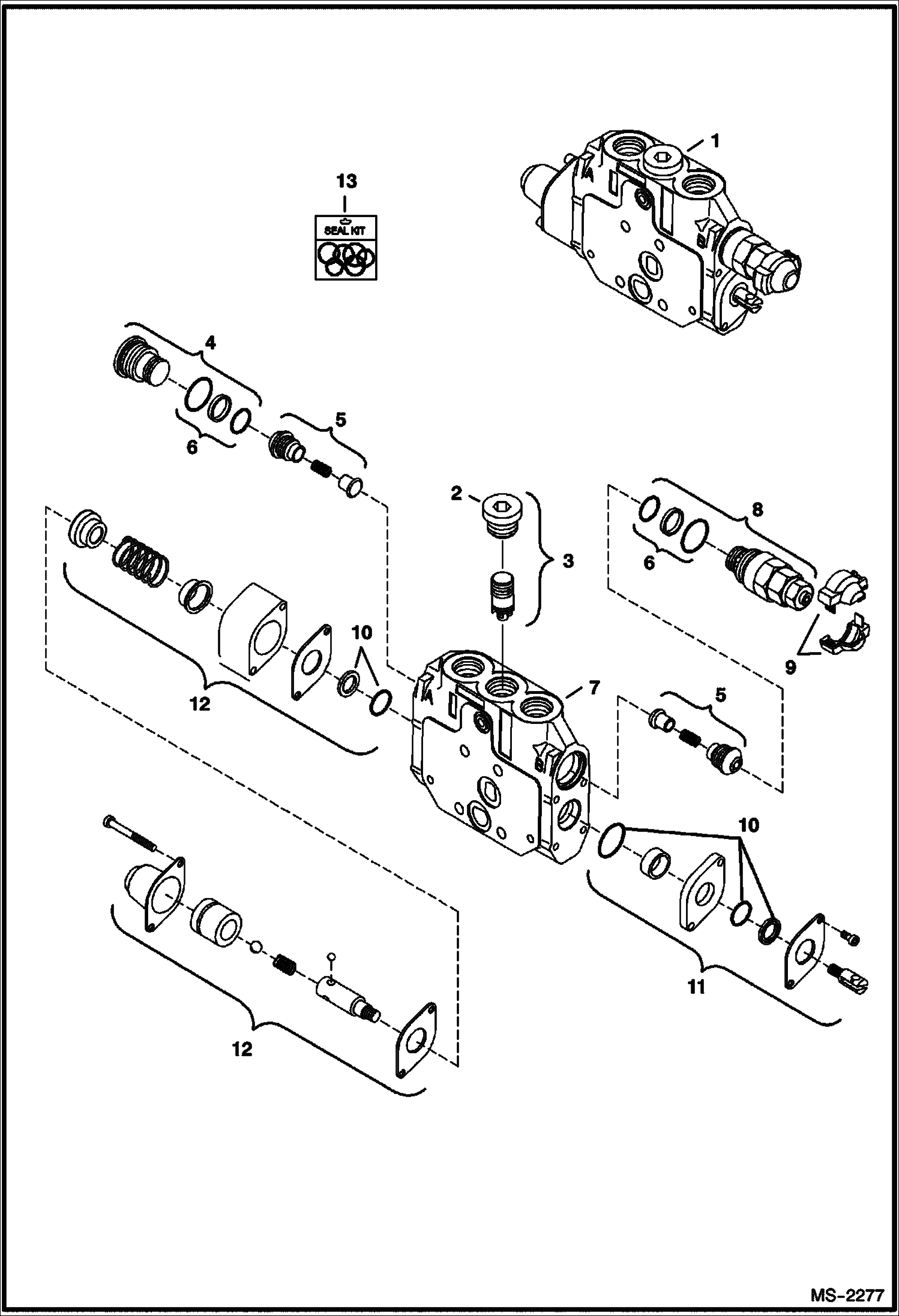 Схема запчастей Bobcat 435 - CONTROL VALVE (Blade Section) HYDRAULIC/HYDROSTATIC SYSTEM