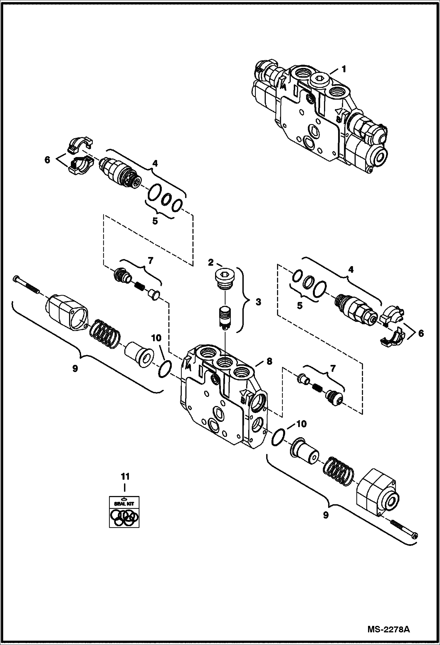 Схема запчастей Bobcat 435 - CONTROL VALVE (Arm Section) HYDRAULIC/HYDROSTATIC SYSTEM
