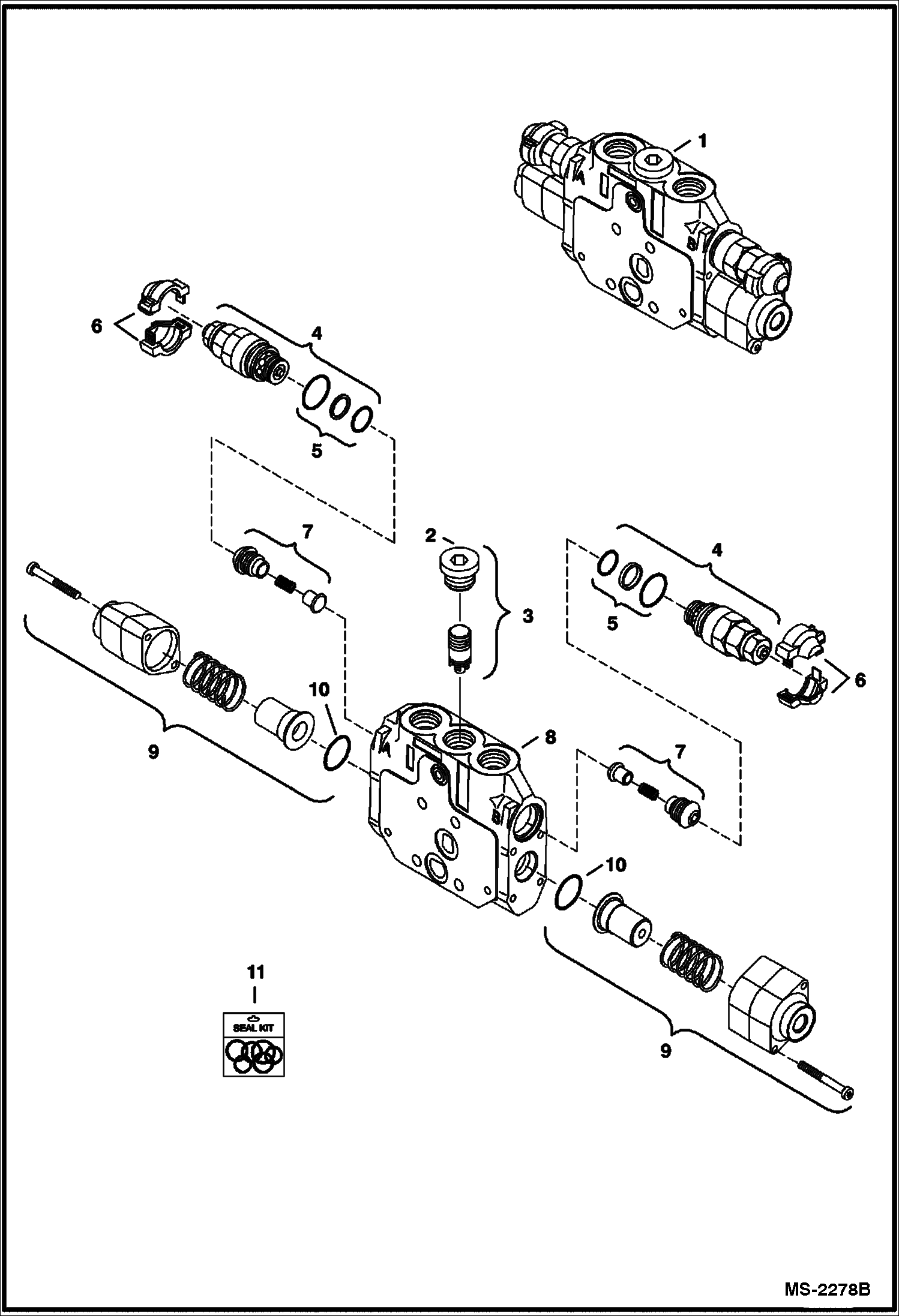 Схема запчастей Bobcat 435 - CONTROL VALVE (Boom Section) HYDRAULIC/HYDROSTATIC SYSTEM