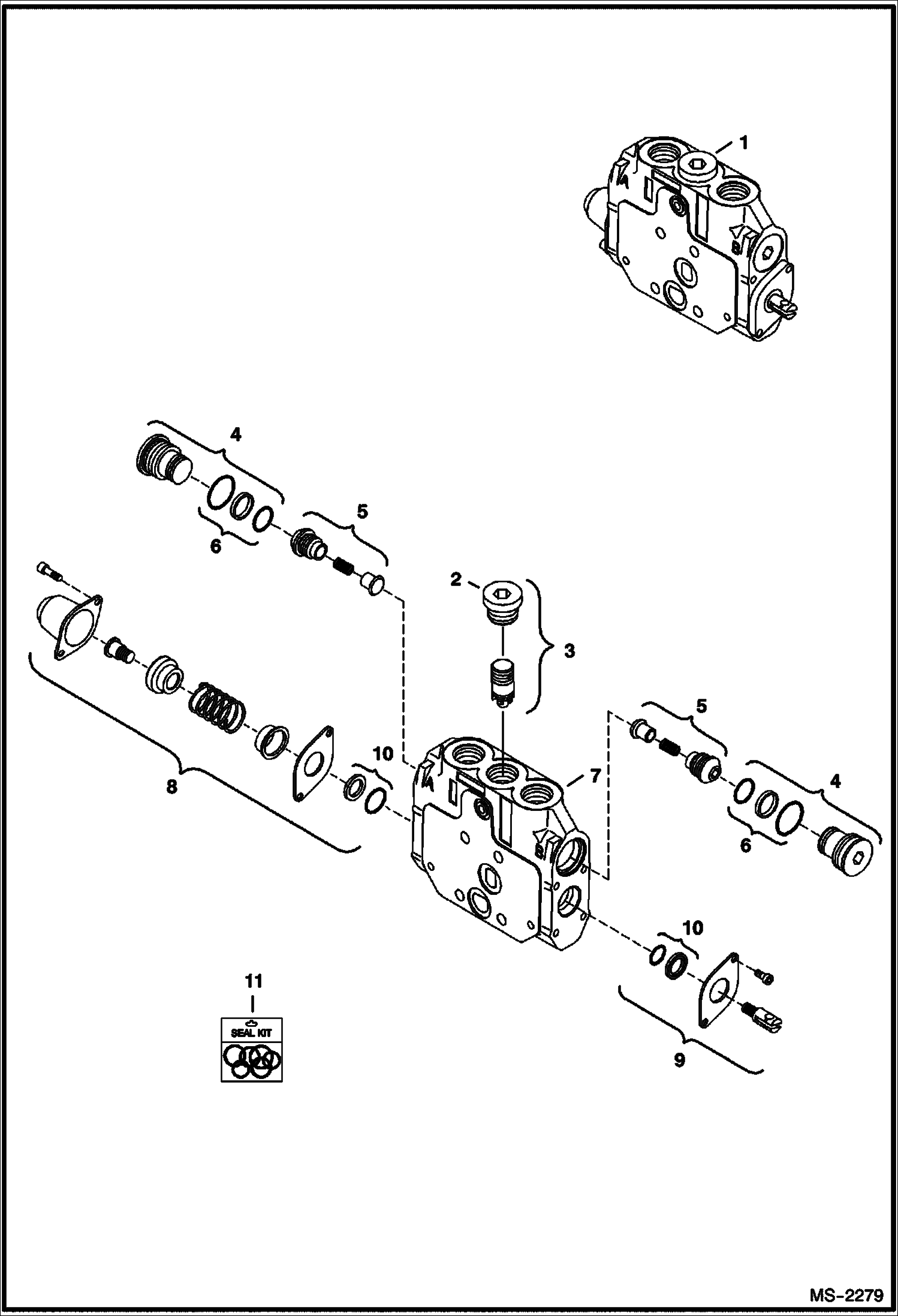 Схема запчастей Bobcat 335 - VALVE SECTION (Boom Offset) HYDRAULIC SYSTEM