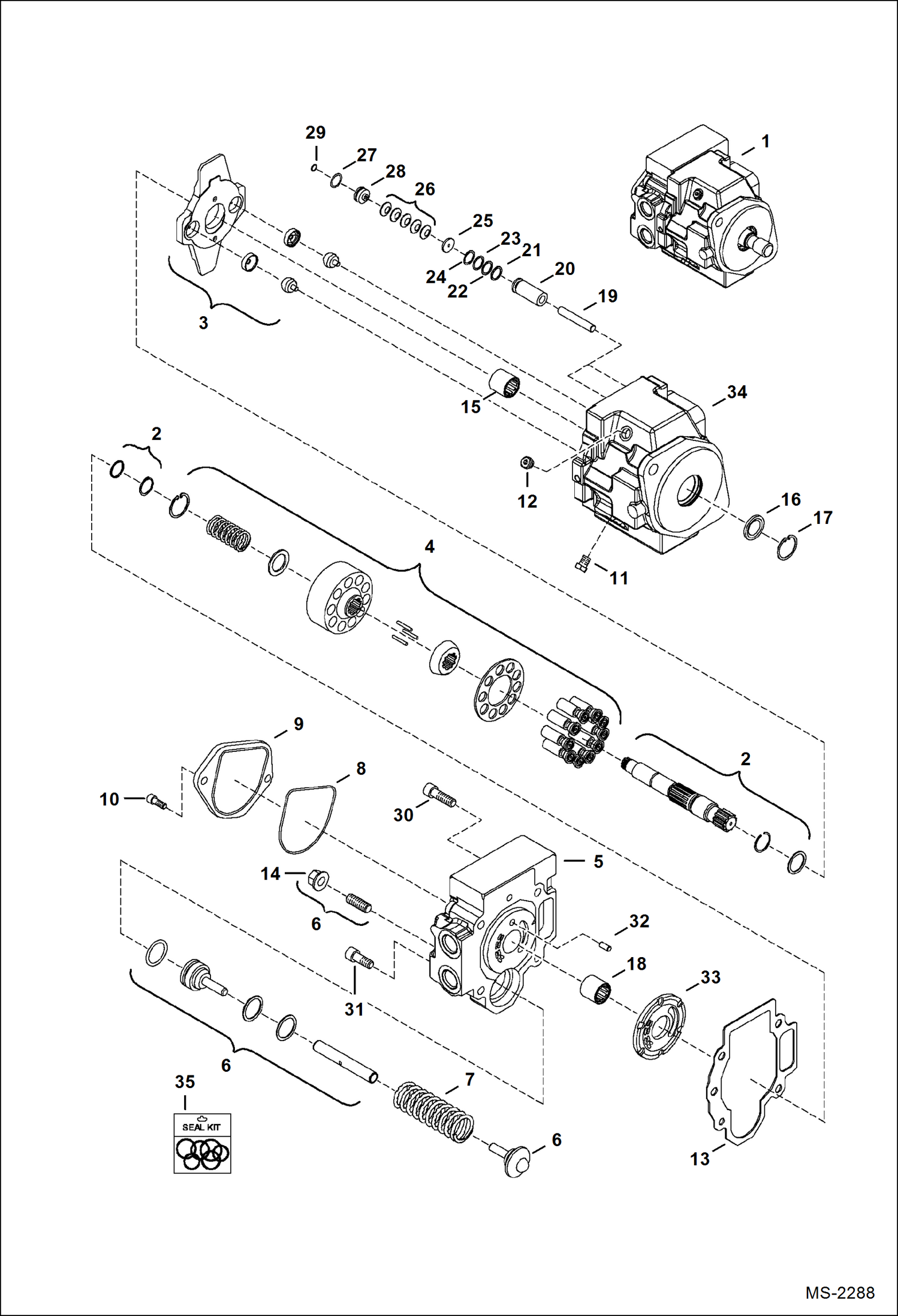 Схема запчастей Bobcat 425 - HYDRAULIC PISTON PUMP HYDRAULIC SYSTEM