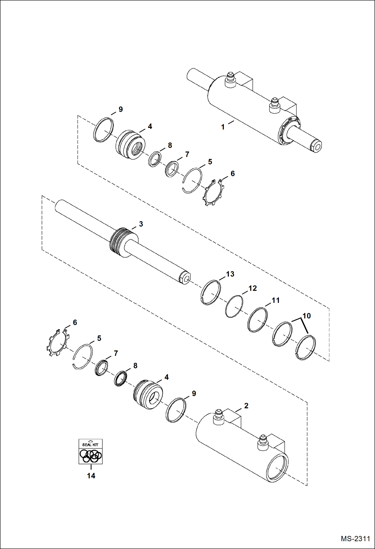 Схема запчастей Bobcat 5600 - STEERING CYLINDER HYDROSTATIC SYSTEM