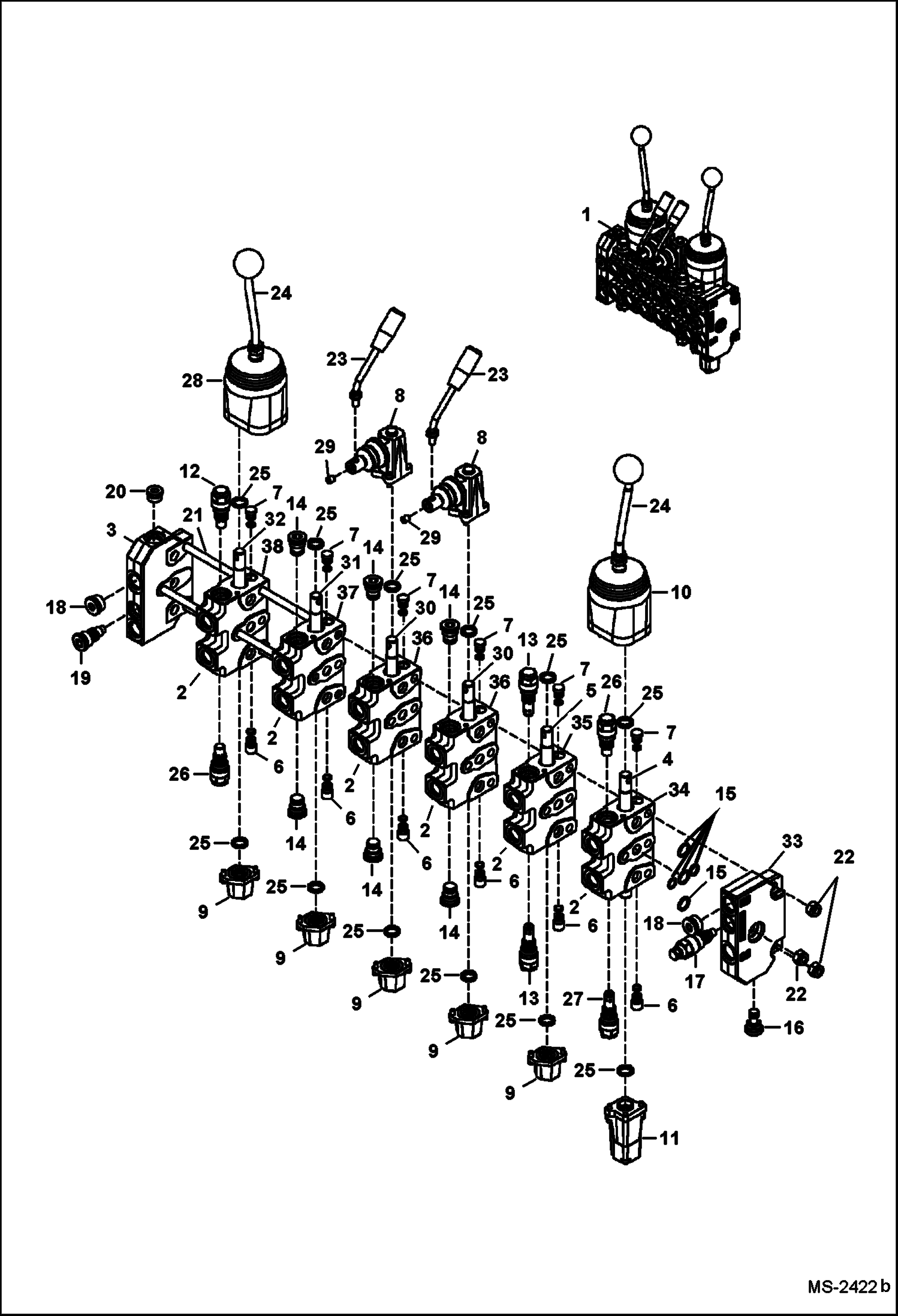 Схема запчастей Bobcat BACKHOE - BACKHOE (Control Valve) (W/8 Sections) (607 A5CW) 607 BACKHOE