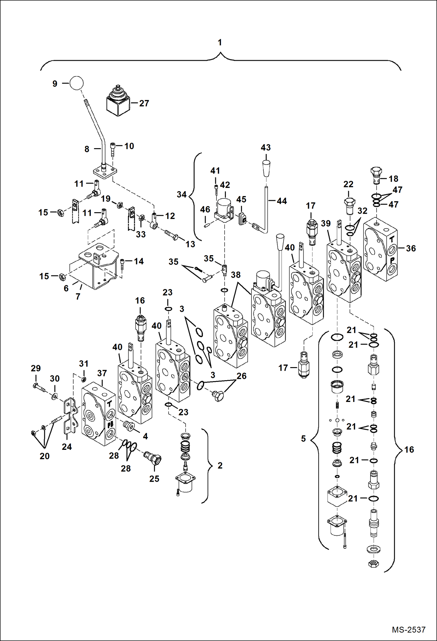 Схема запчастей Bobcat BACKHOE - BACKHOE 6TB (Control Valve) (Sectioned Valve) (A91400101-00532) BACKHOE