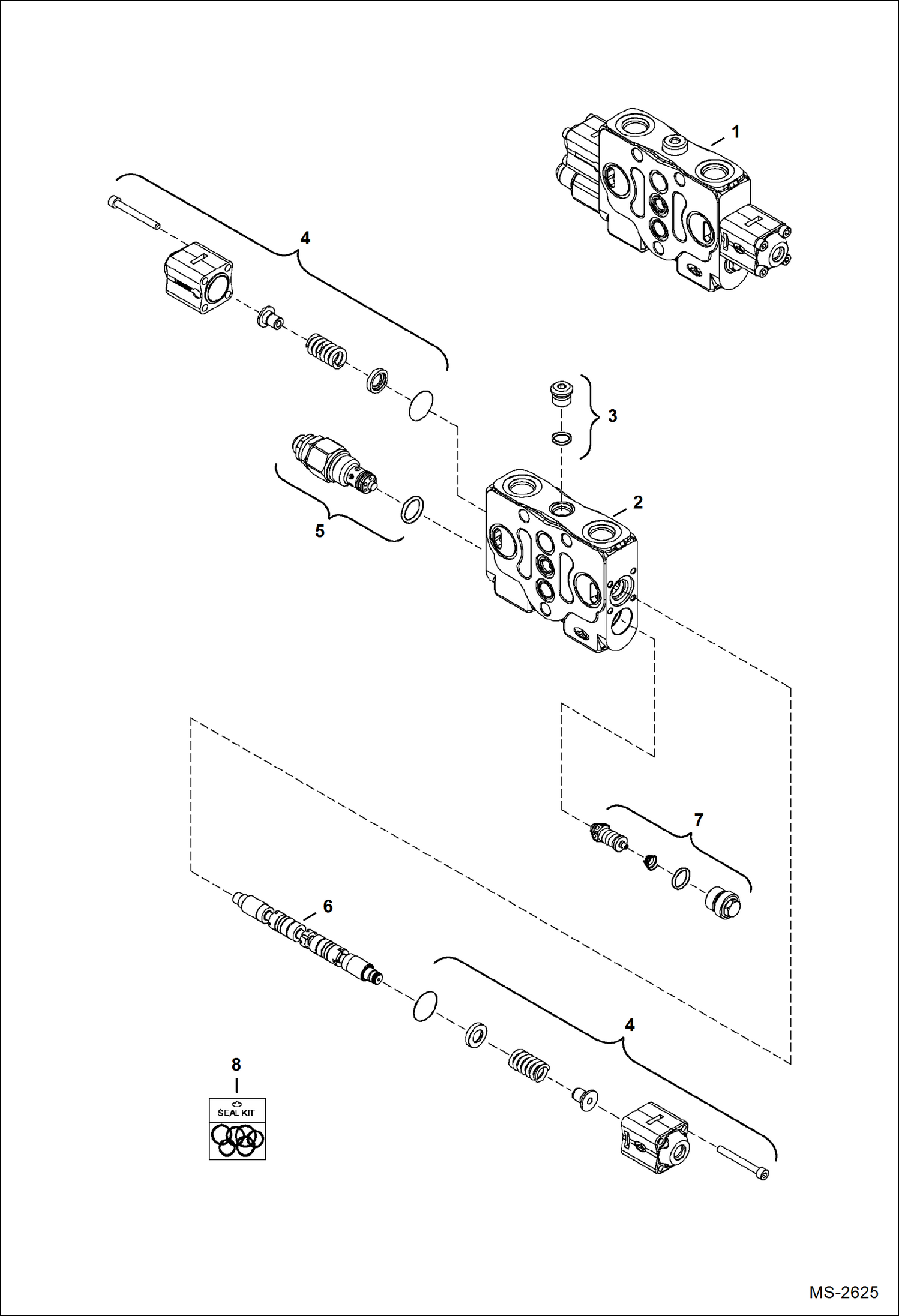 Схема запчастей Bobcat 325 - VALVE SECTION (Boost) HYDRAULIC SYSTEM