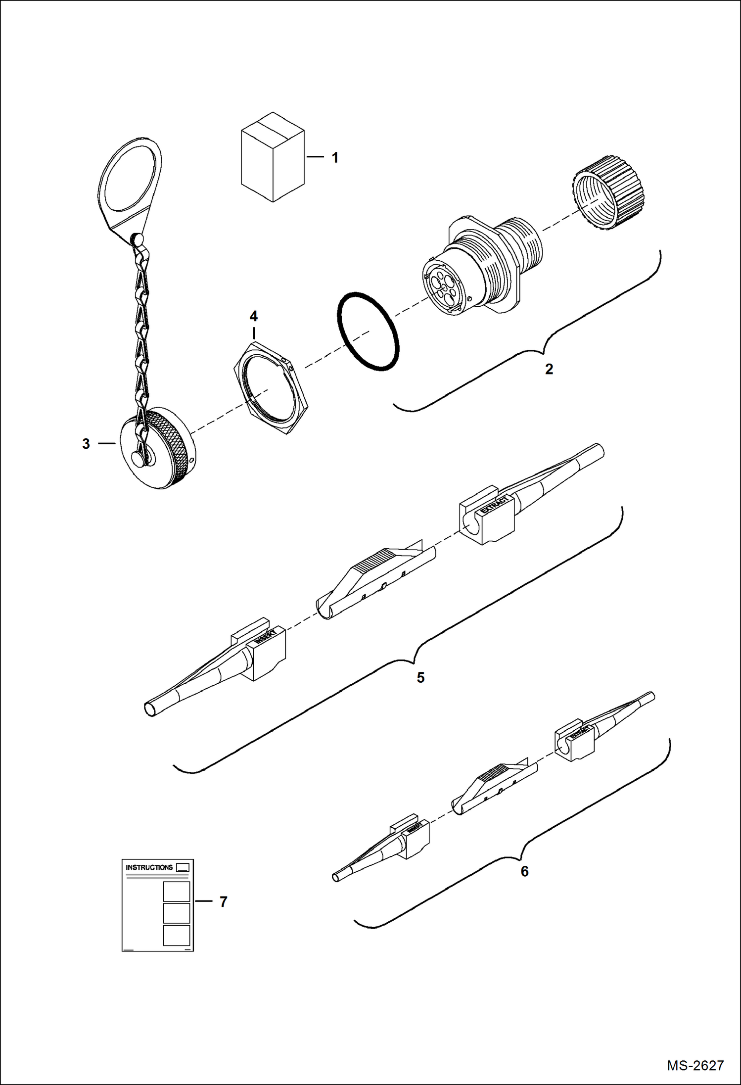 Схема запчастей Bobcat ATTACHMENT CONTROL KITS - ELECTRICAL CONNECTOR REPAIR KIT (7-Pin) - Loader Side Loader