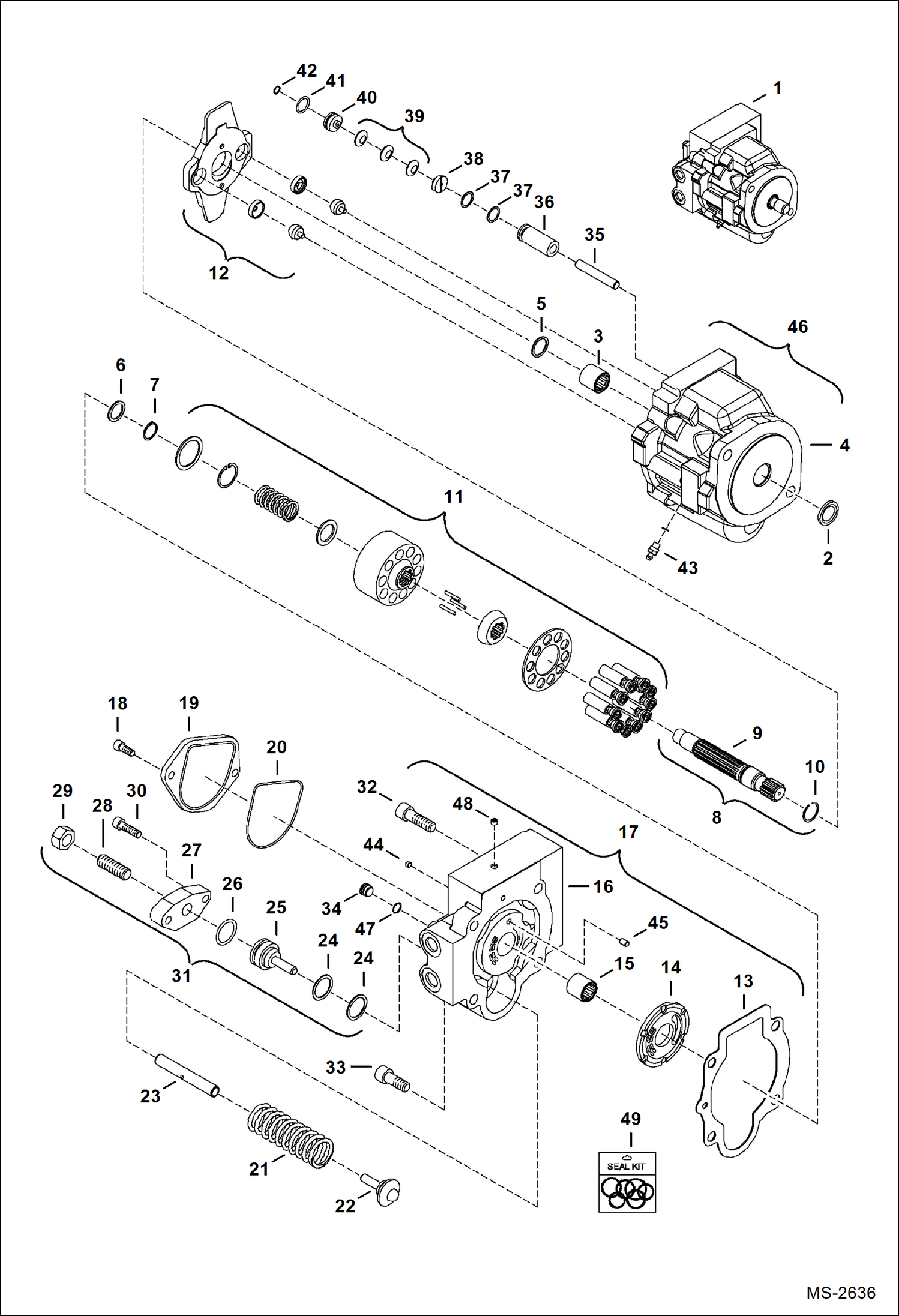 Схема запчастей Bobcat 331 - HYDRAULIC PISTON PUMP HYDRAULIC SYSTEM