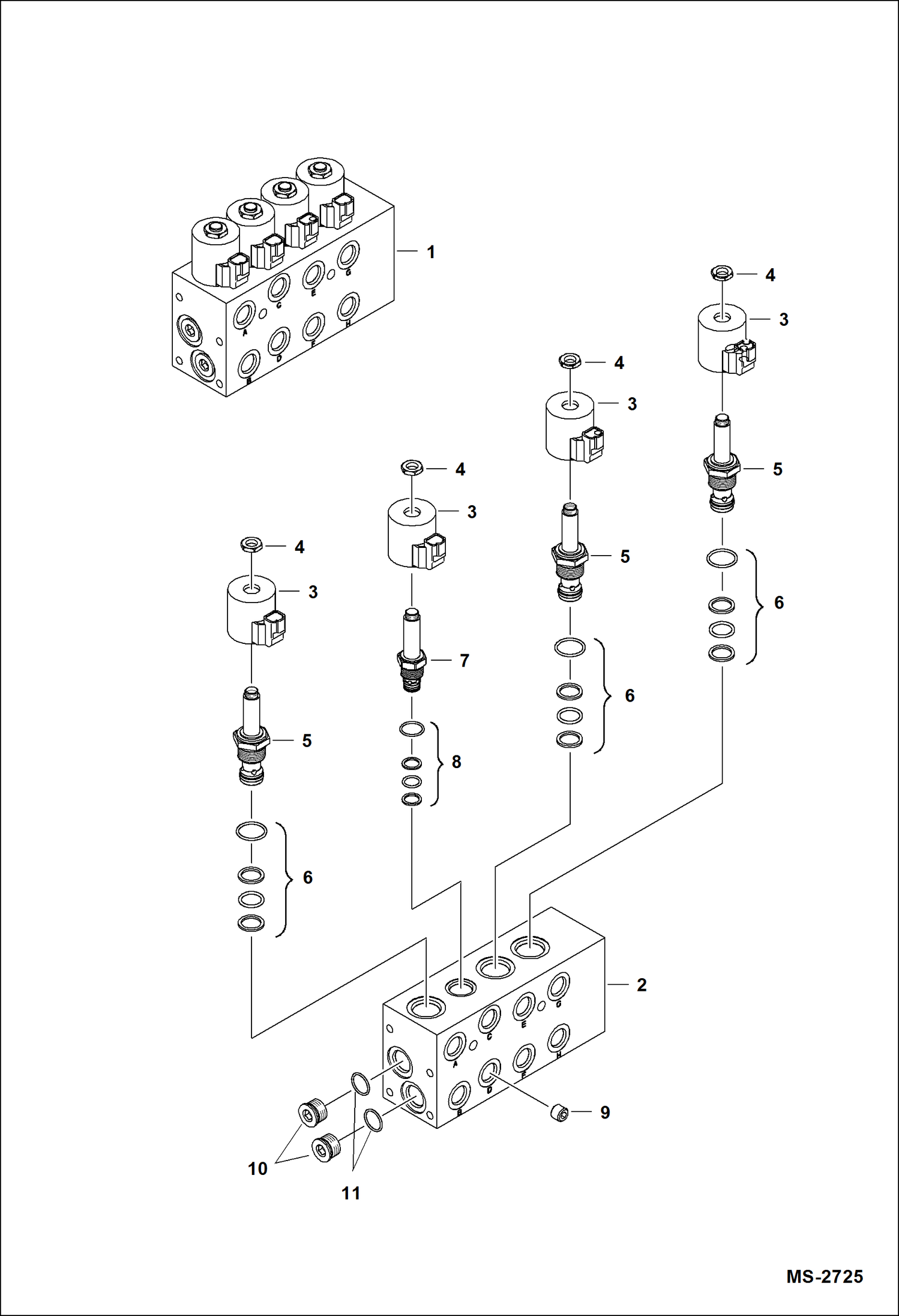 Схема запчастей Bobcat TREE SPADE - TREE SPADE (Control Valve) (3 Blade) Loader