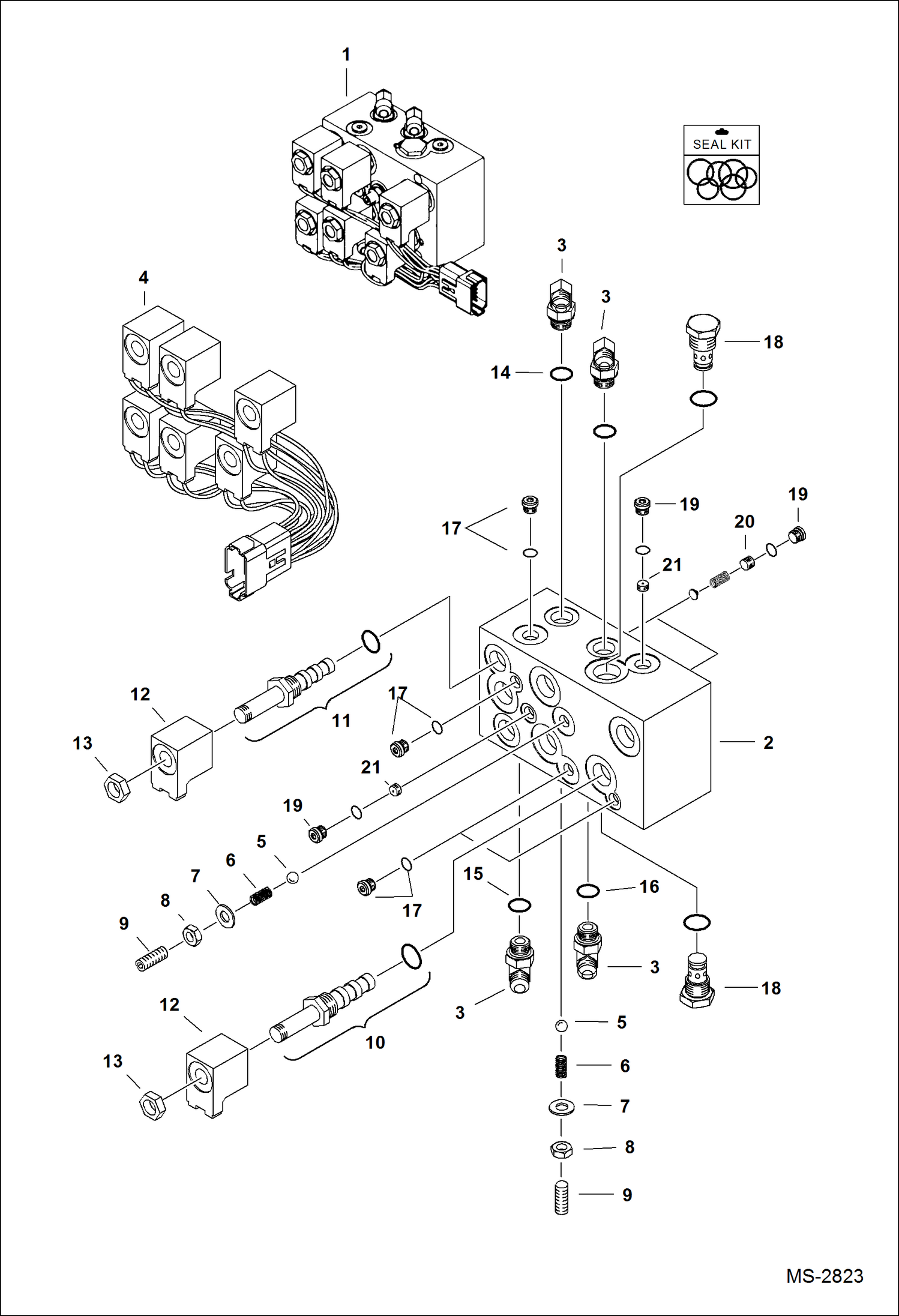 Схема запчастей Bobcat 2300 - VALVE ASSEMBLY HYDRAULICS