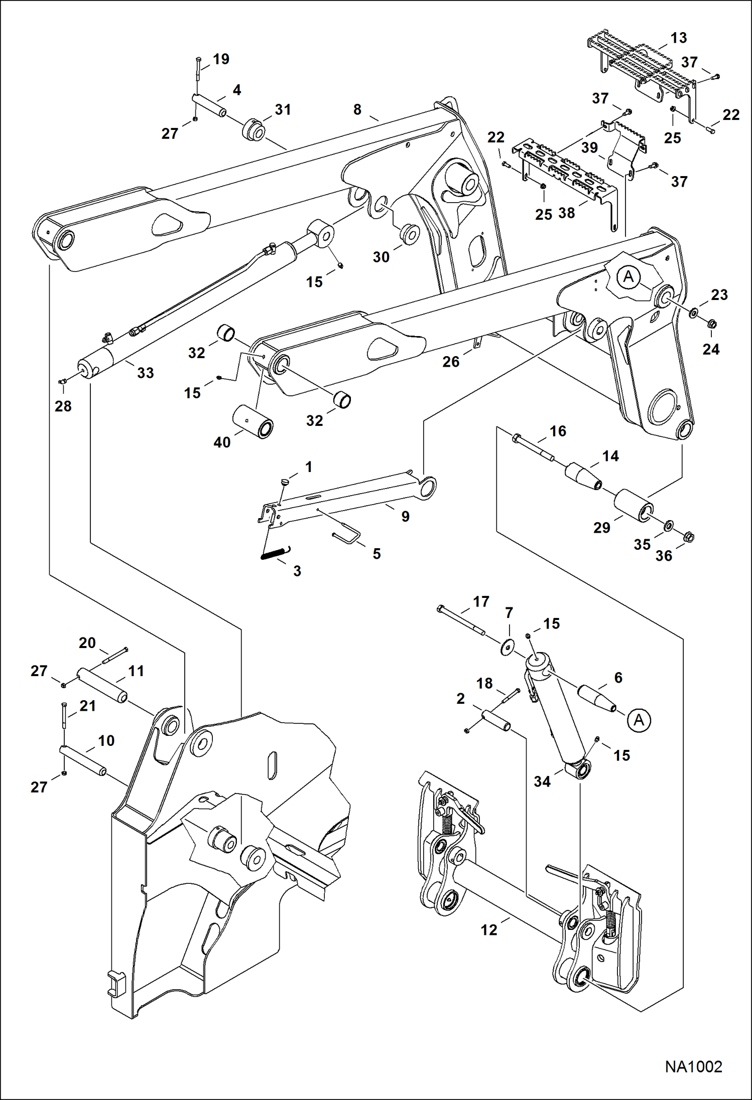 Схема запчастей Bobcat S-Series - LIFT ARM & BOB-TACH MAIN FRAME