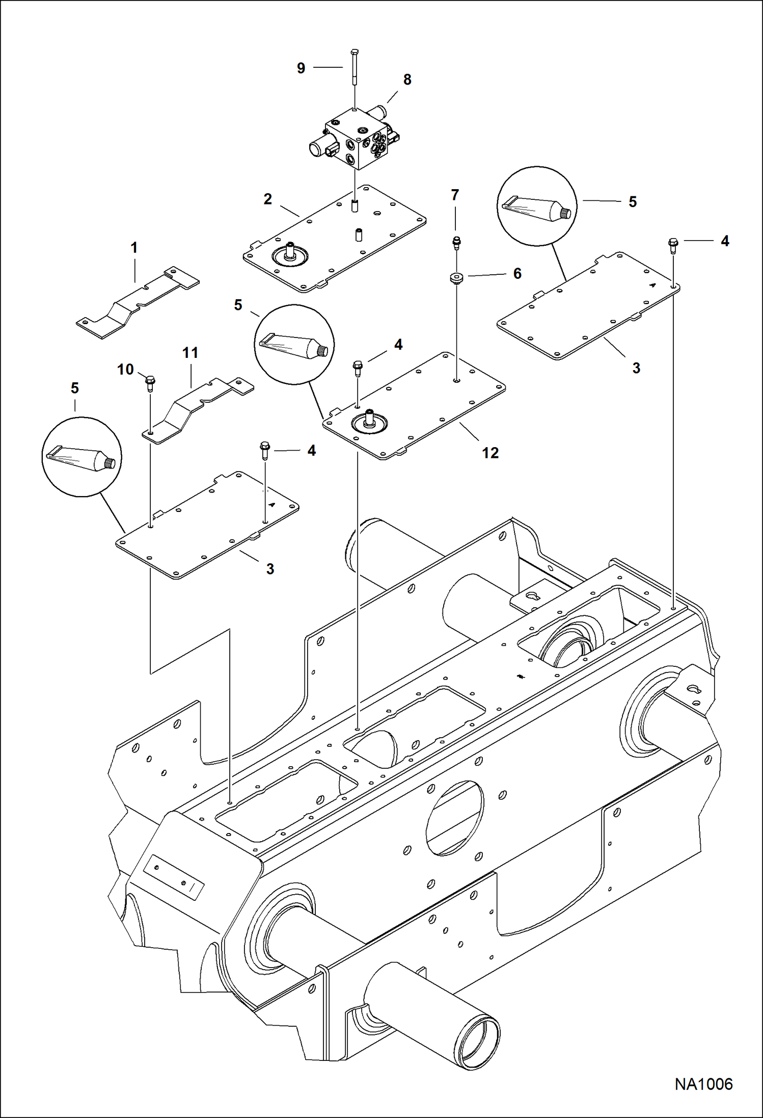 Схема запчастей Bobcat S-Series - TRANSMISSION COVERS (2-Speed Motor) DRIVE TRAIN