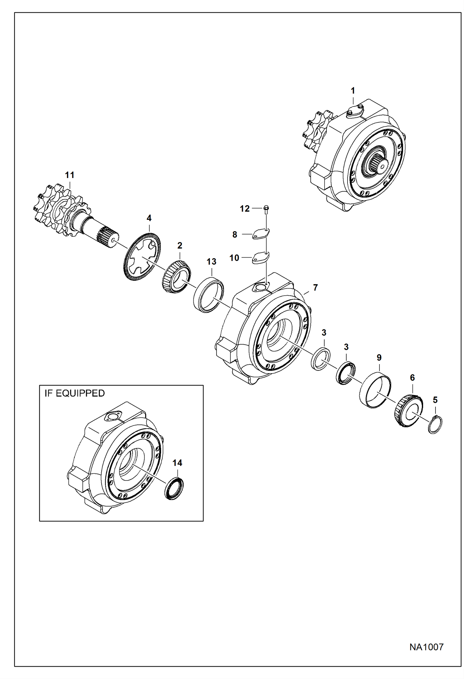 Схема запчастей Bobcat S-Series - MOTOR CARRIER (Drive Motor Mount Assy) (W/Speed Sensor) DRIVE TRAIN