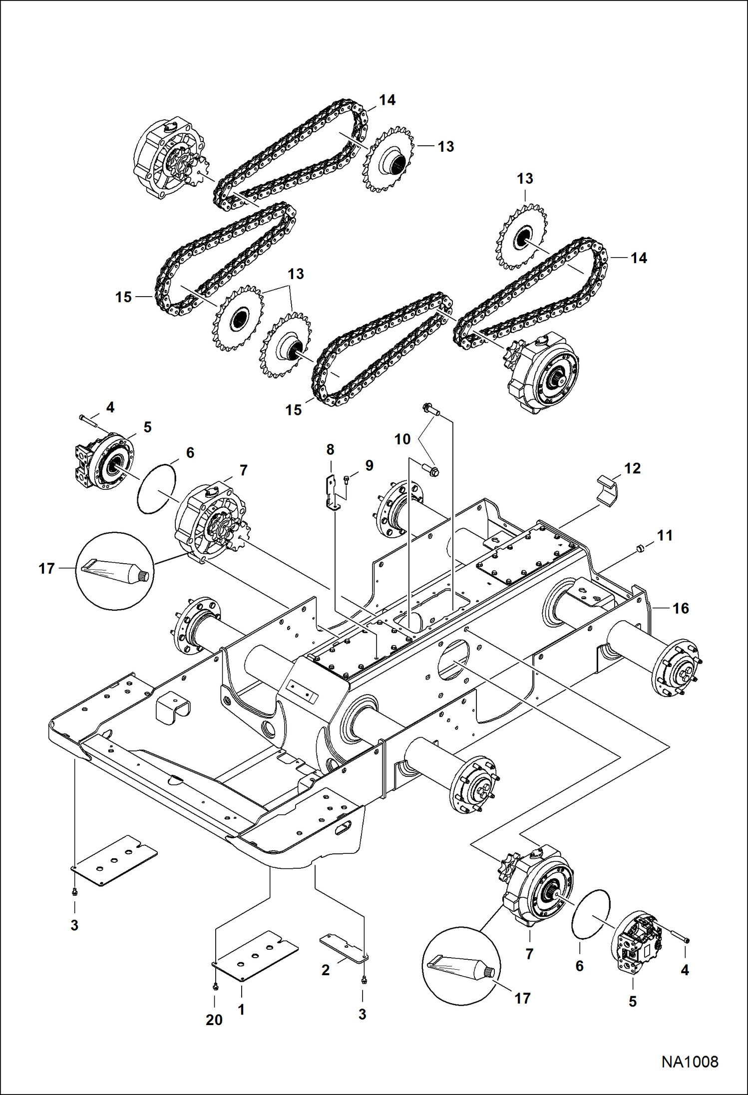 Схема запчастей Bobcat S-Series - DRIVE TRAIN (S/N A3NT11001 - 15648 & 15650 - 15756, A3NU11001 - 12399) DRIVE TRAIN