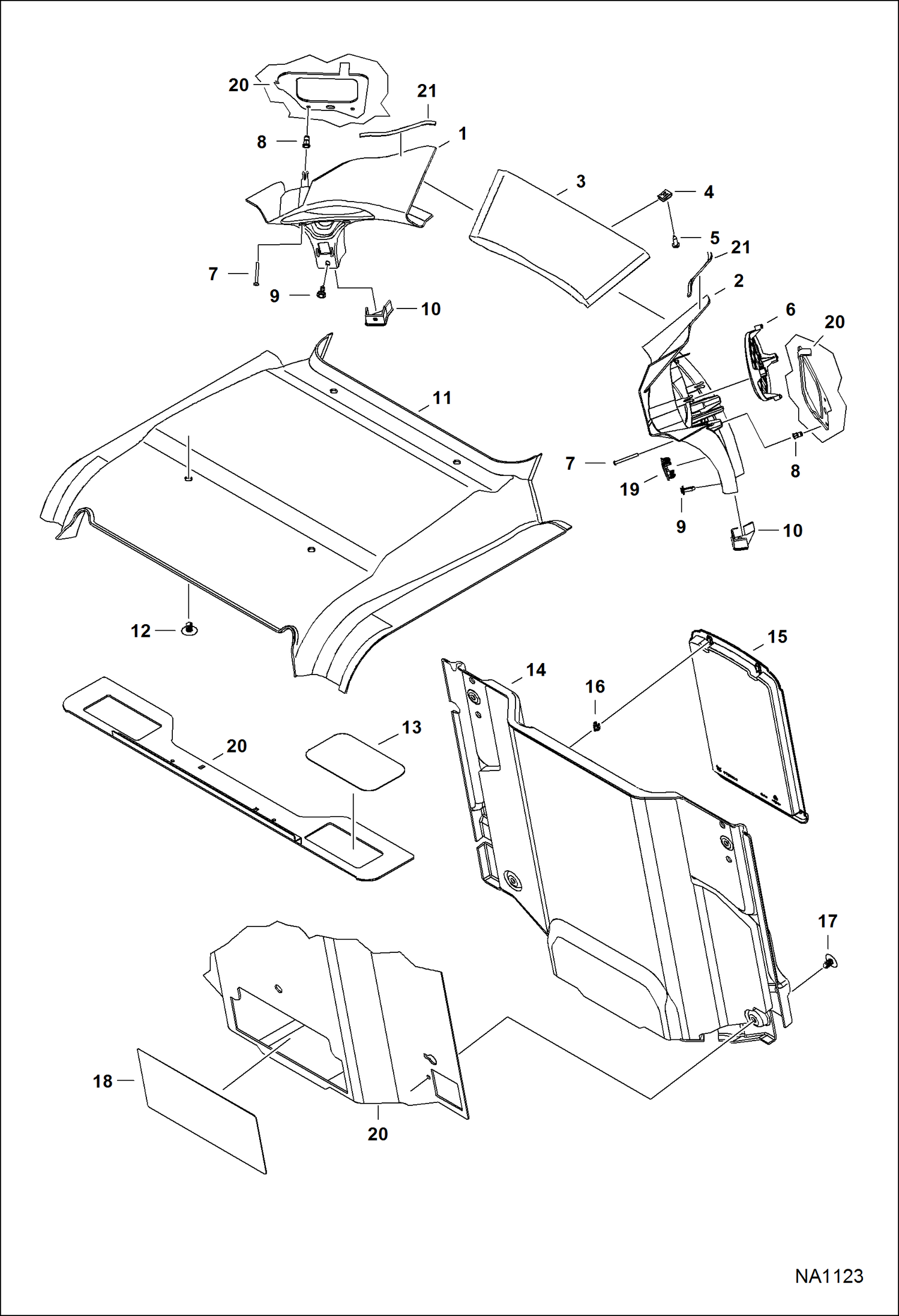 Схема запчастей Bobcat S-Series - OPERATOR CAB (Cab Interior) (Standard) MAIN FRAME