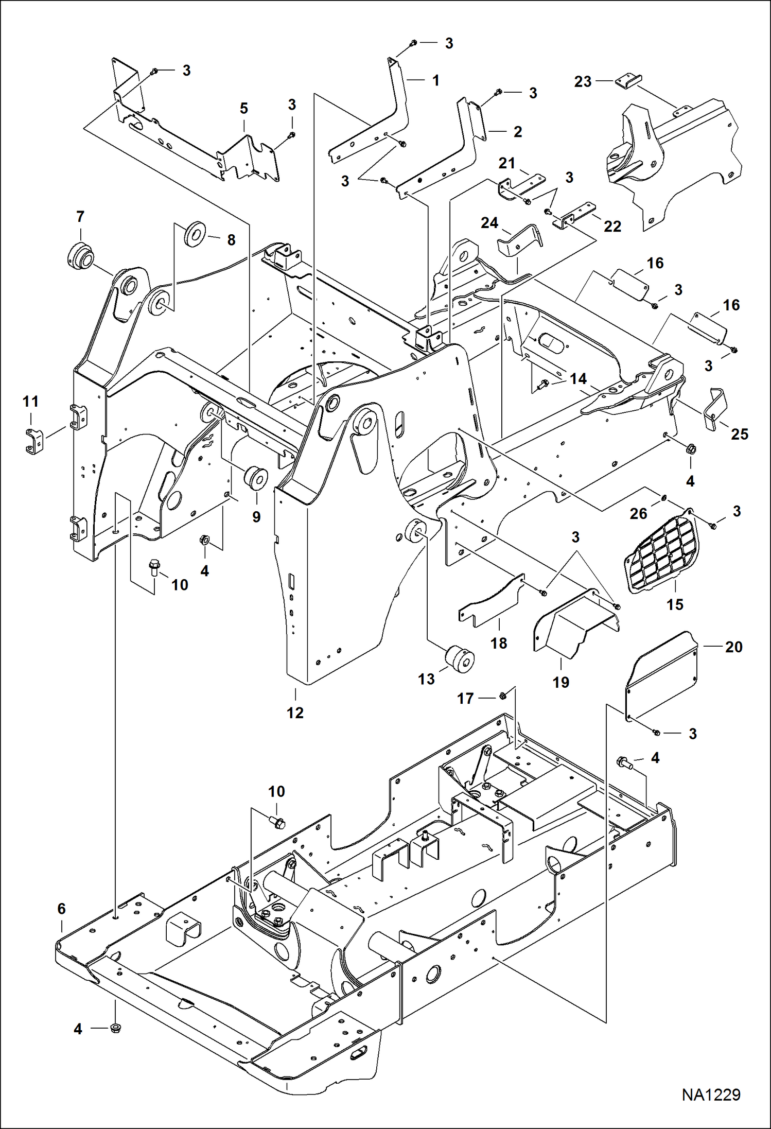 Схема запчастей Bobcat T-Series - MAIN FRAME (S/N A7PU11001 - 13475 & 13506) MAIN FRAME