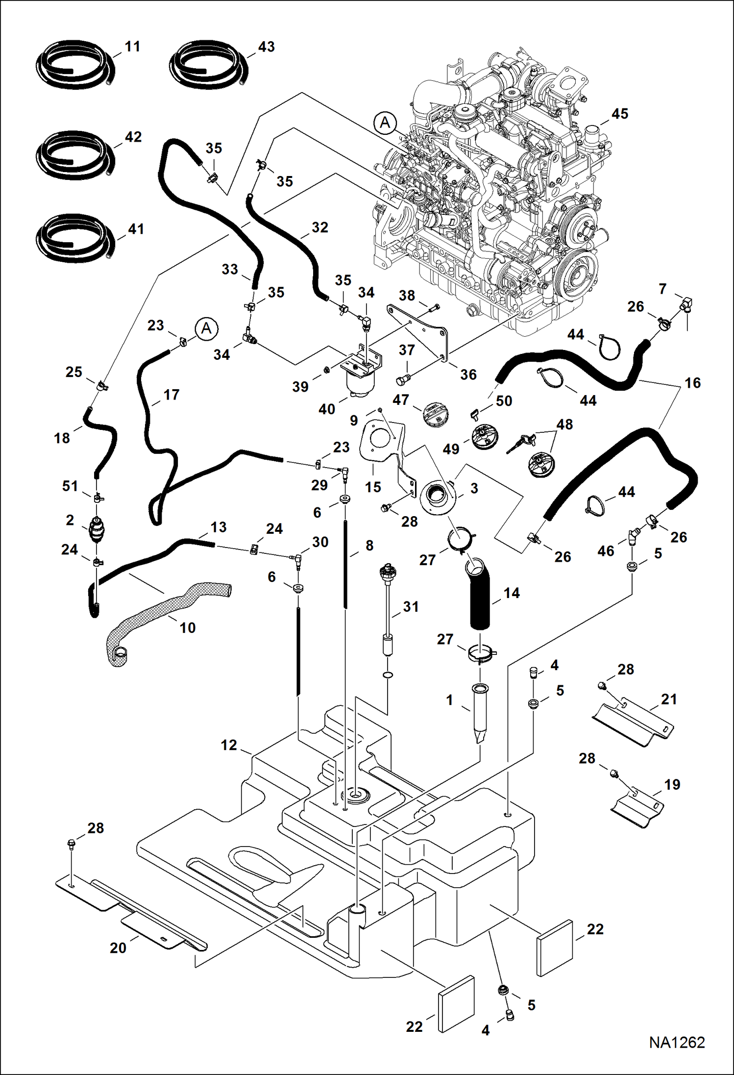 Схема запчастей Bobcat S-Series - ENGINE & ATTACHING PARTS (Fuel System) POWER UNIT