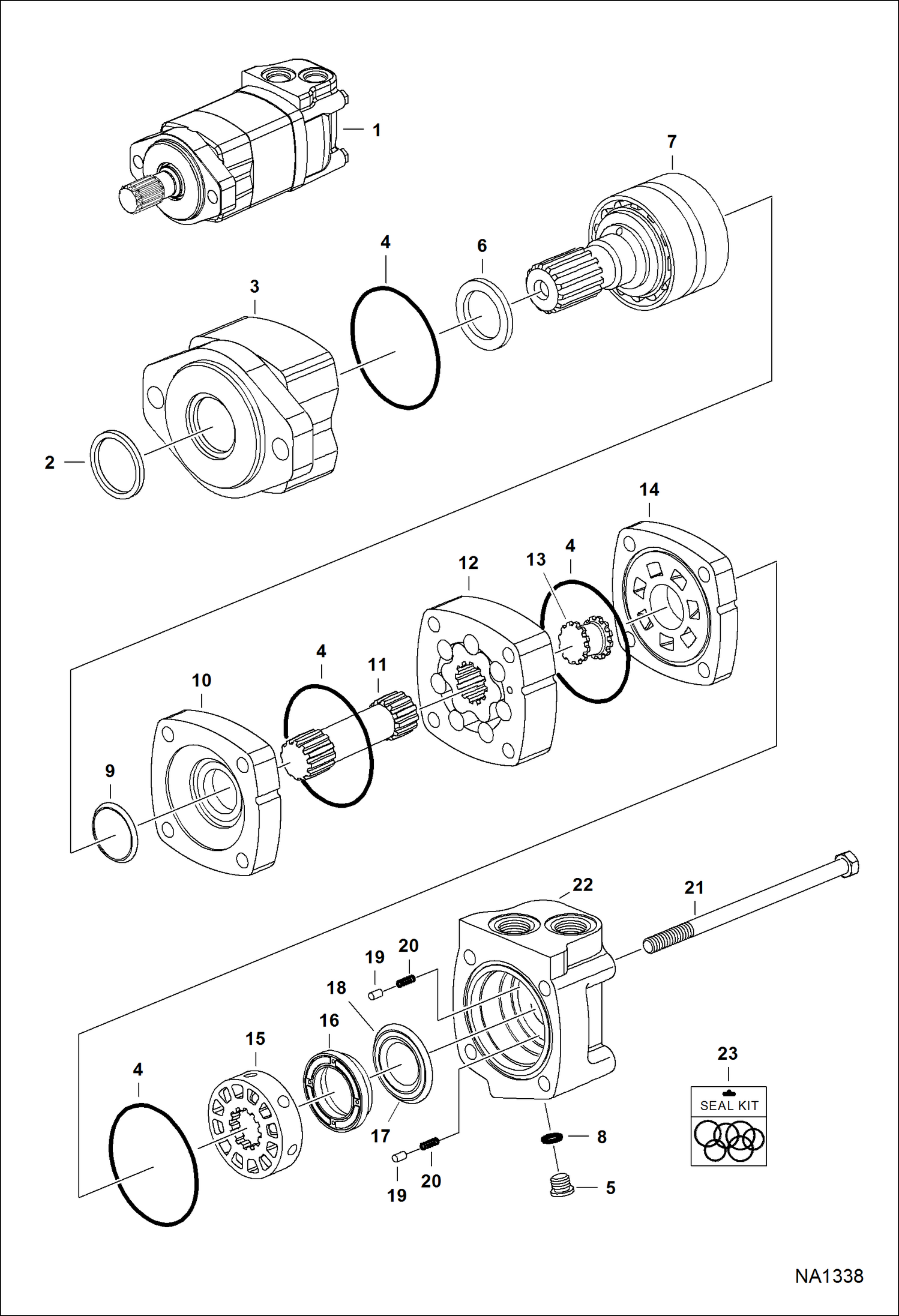 Схема запчастей Bobcat SWEEPER - SWEEPER (Motor Eaton 104-3938-006 with splined shaft Loader