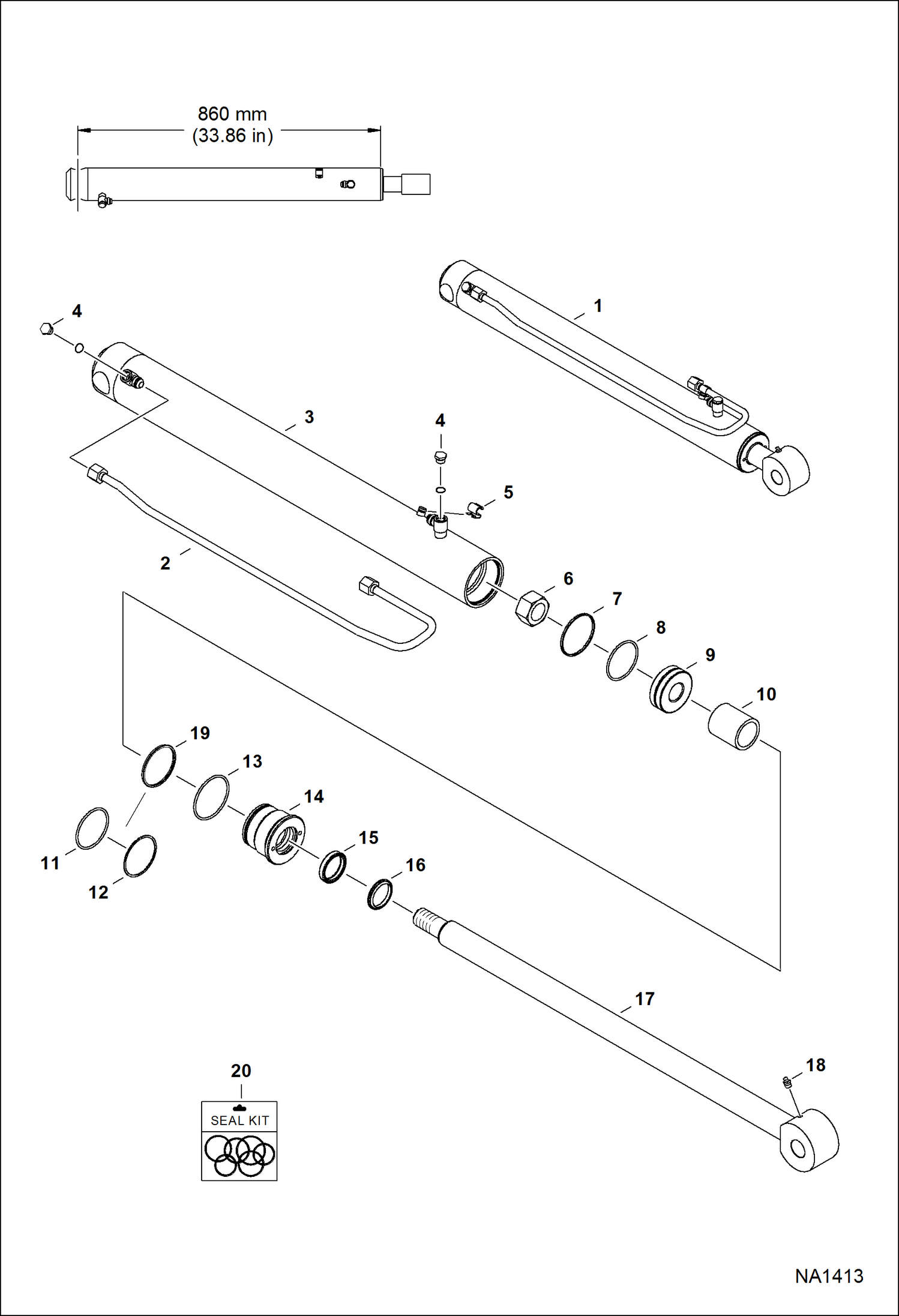 Схема запчастей Bobcat S-Series - LIFT CYLINDER HYDRAULIC SYSTEM