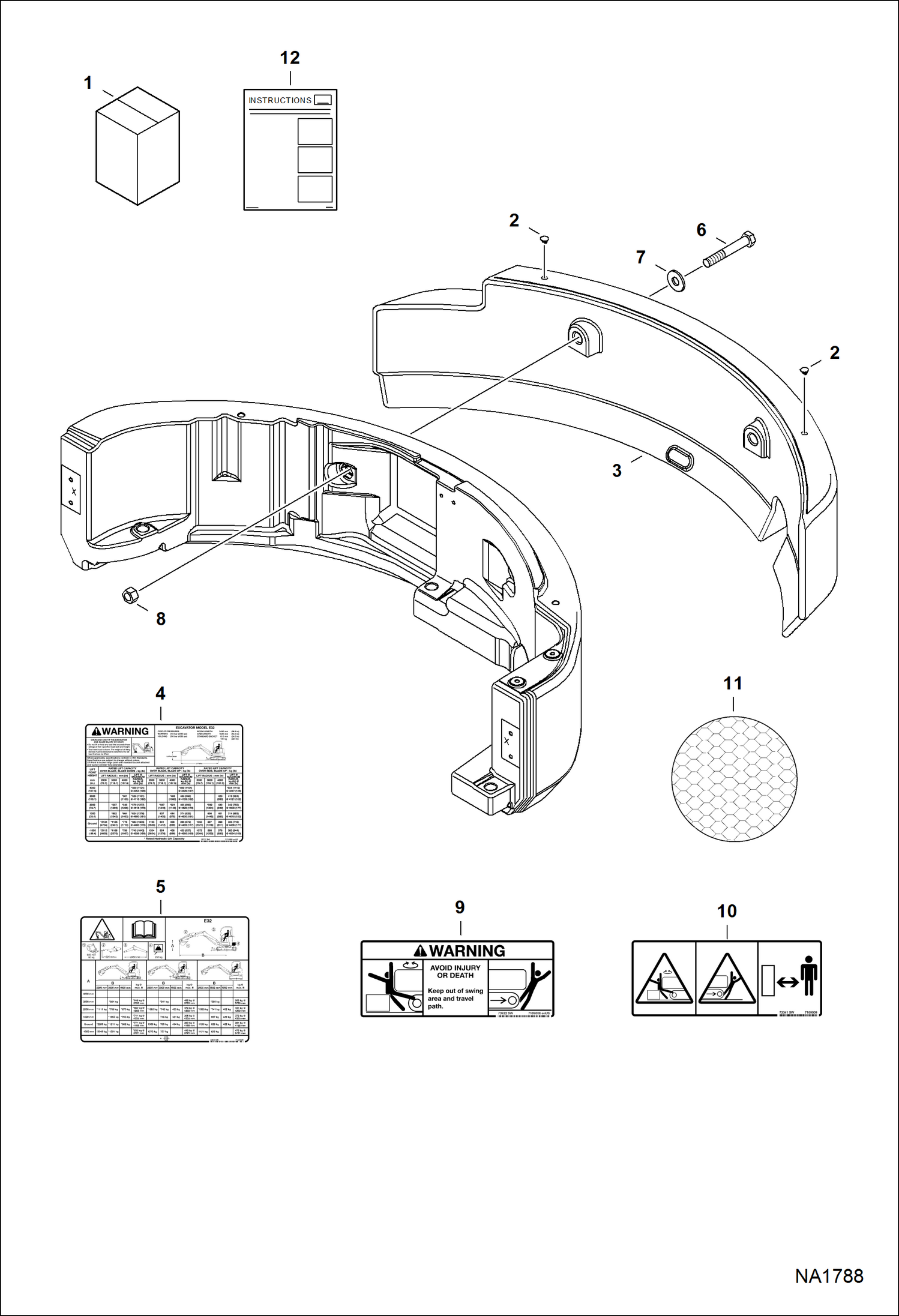 Схема запчастей Bobcat E32 - COUNTERWEIGHT KIT ACCESSORIES & OPTIONS