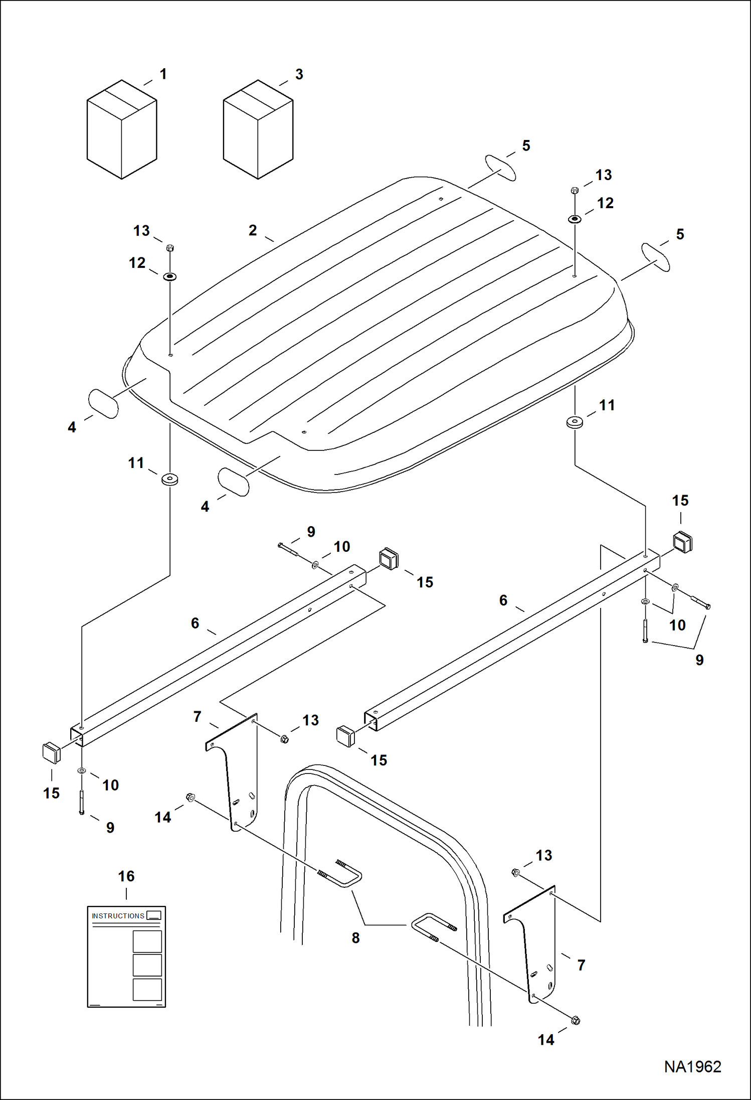 Схема запчастей Bobcat CT120 - SUNSHADE KIT (ROPS Sides Mounted) ACCESSORIES & OPTIONS