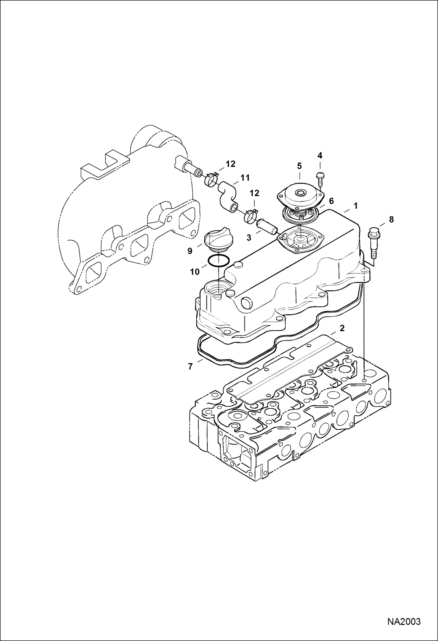 Схема запчастей Bobcat E32 - HEAD COVER POWER UNIT
