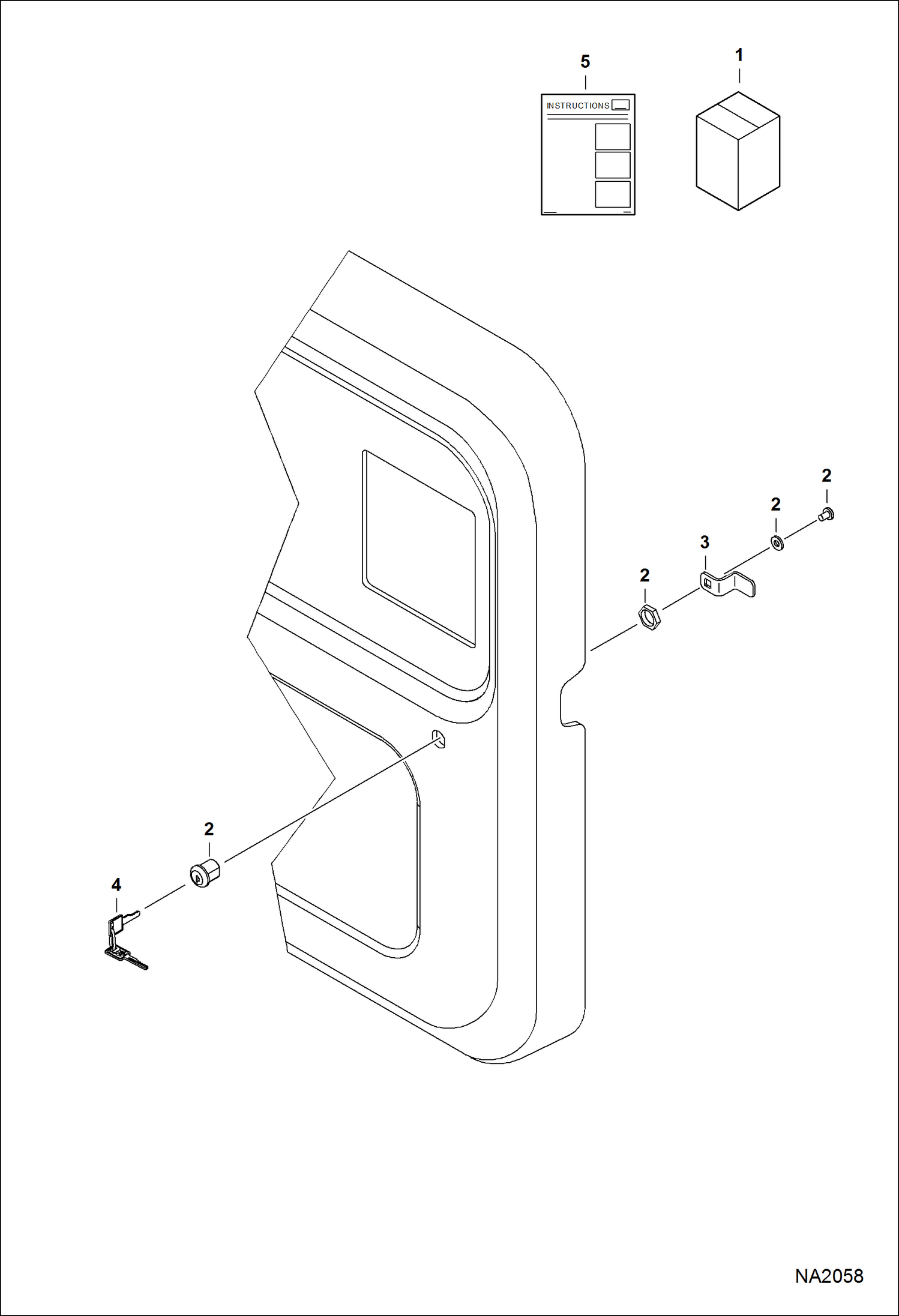 Схема запчастей Bobcat S-Series - REAR DOOR LOCK ACCESSORIES & OPTIONS