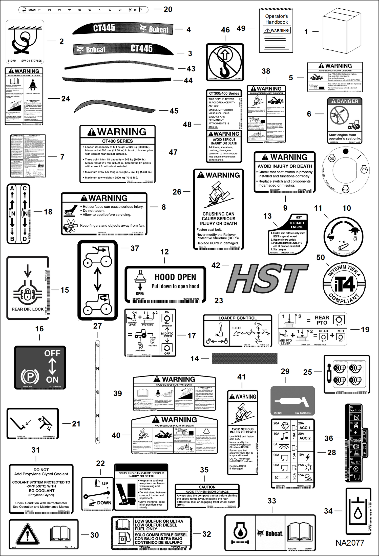 Схема запчастей Bobcat CT445 - DECALS ACCESSORIES & OPTIONS