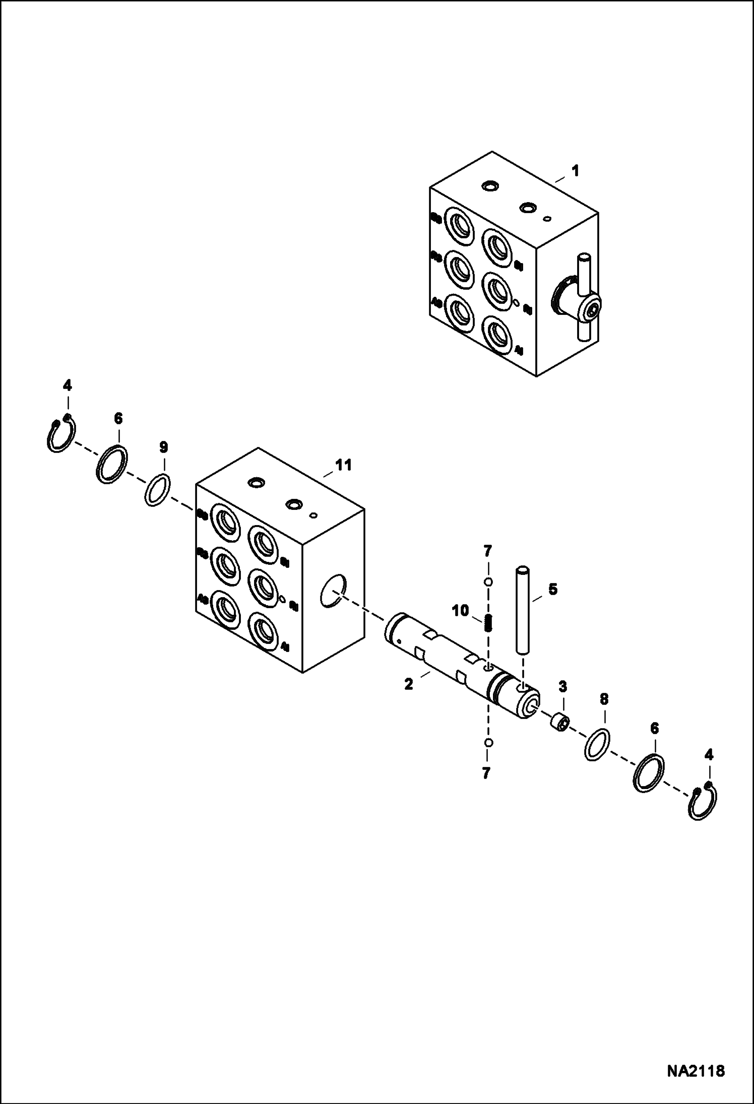 Схема запчастей Bobcat E45 - SELECTOR VALVE ASSY (JPS) (ISO/STD) HYDRAULIC SYSTEM