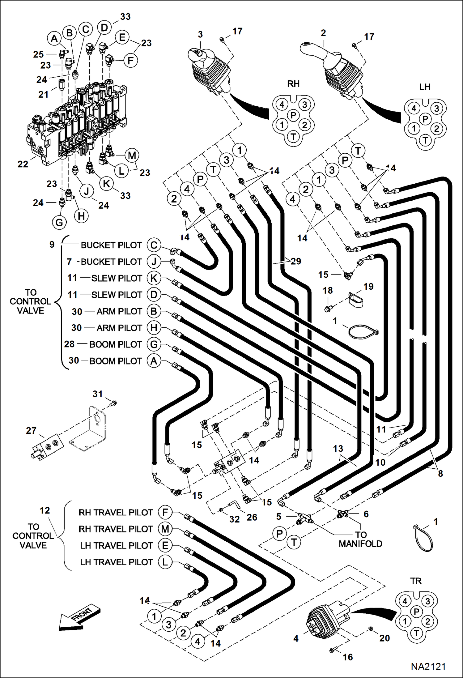 Схема запчастей Bobcat 425 - HYDRAULIC CIRCUITRY (Pilot ISO/STD) HYDRAULIC SYSTEM