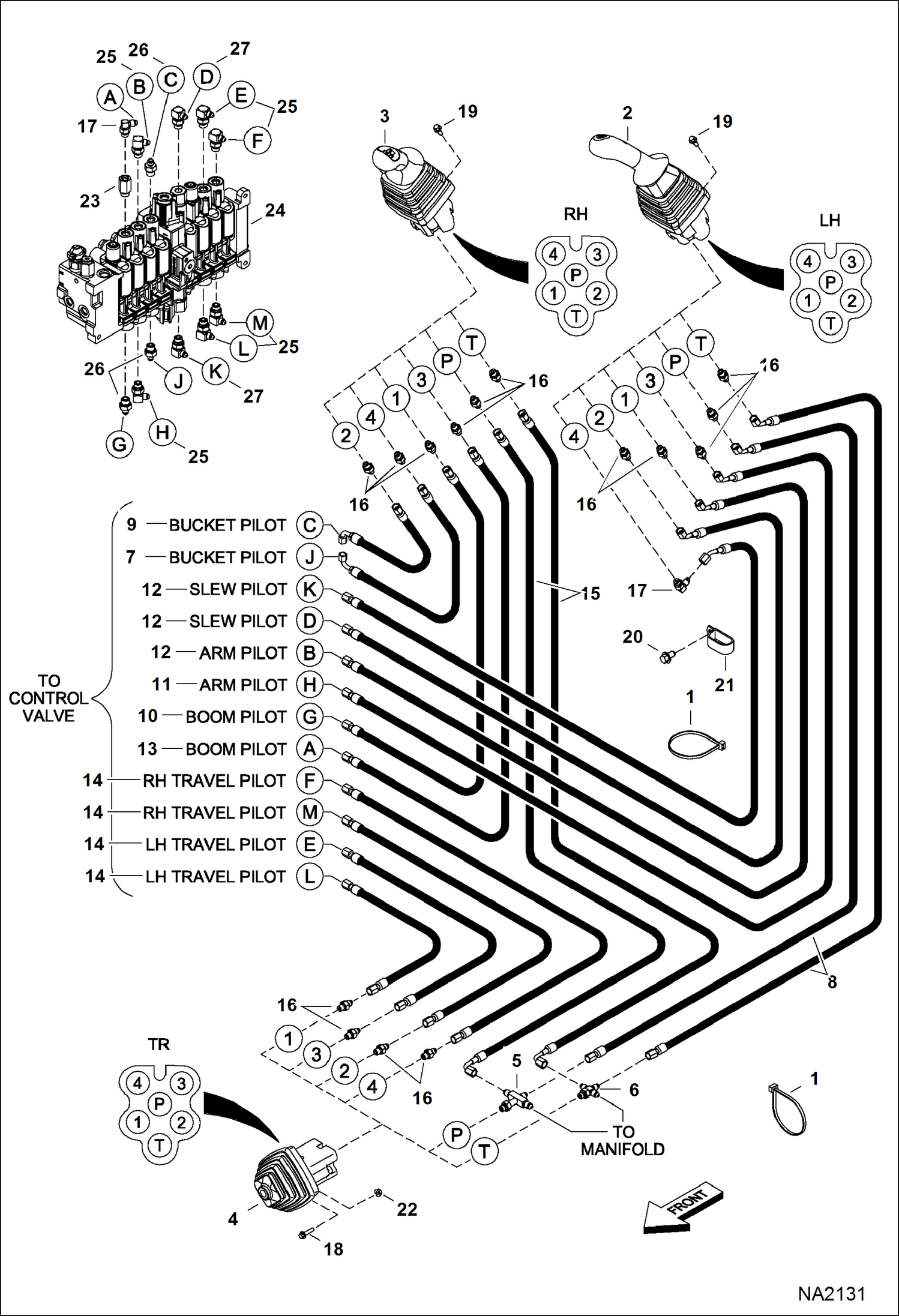 Схема запчастей Bobcat 425 - HYDRAULIC CIRCUITRY (Pilot) HYDRAULIC SYSTEM