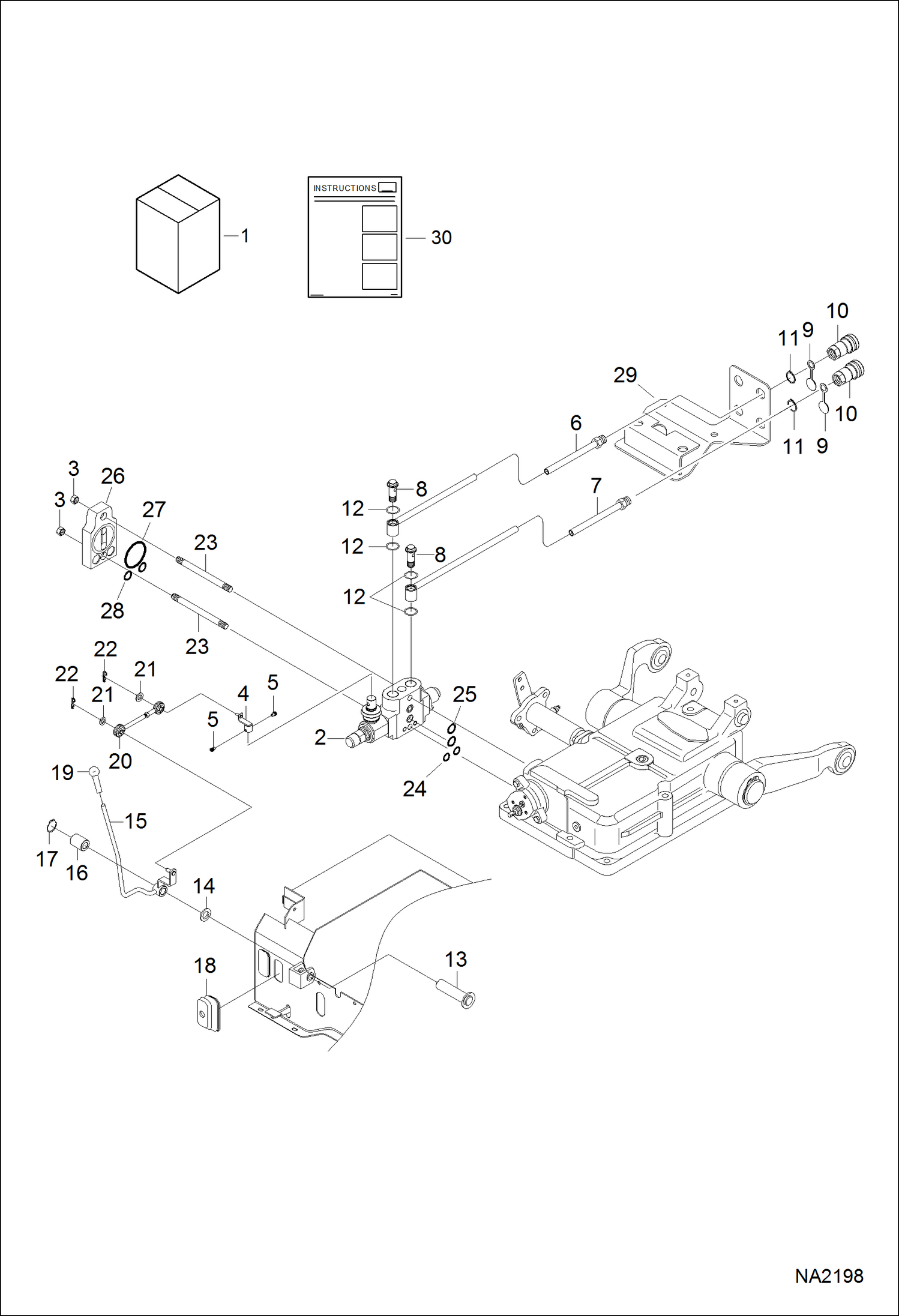 Схема запчастей Bobcat CT335 - REAR AUX KIT (Single) ACCESSORIES & OPTIONS
