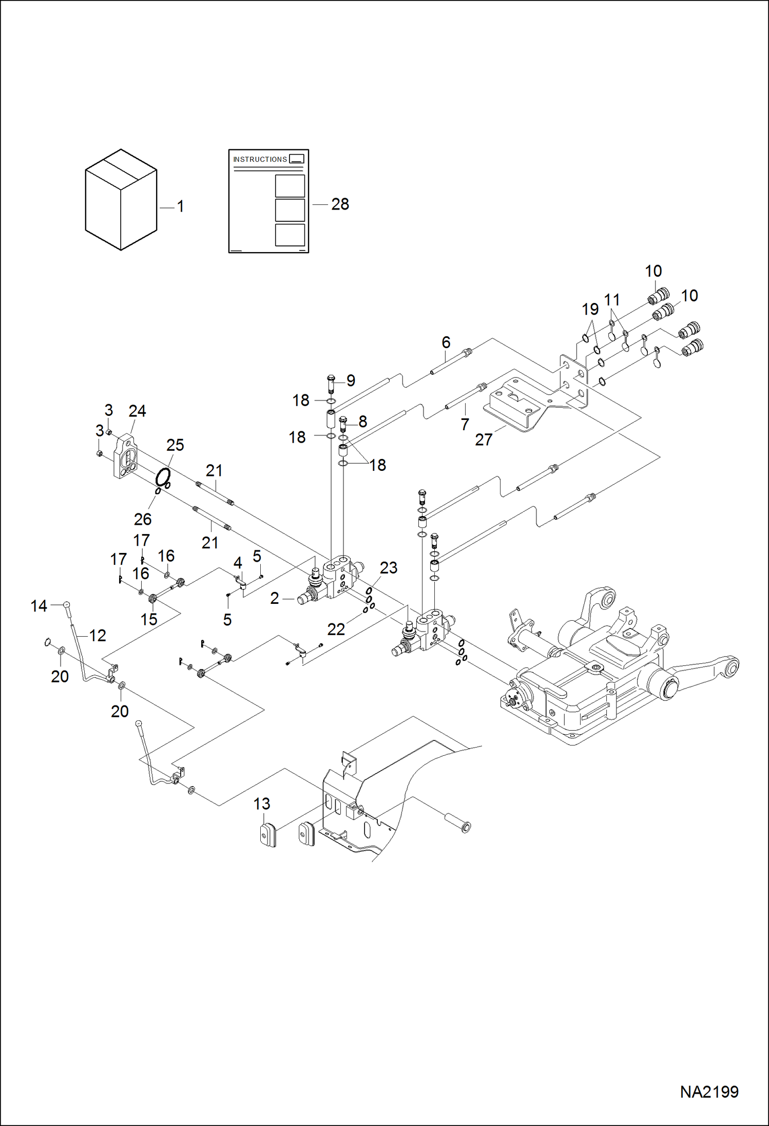 Схема запчастей Bobcat CT335 - REAR AUX KIT (Add On) ACCESSORIES & OPTIONS