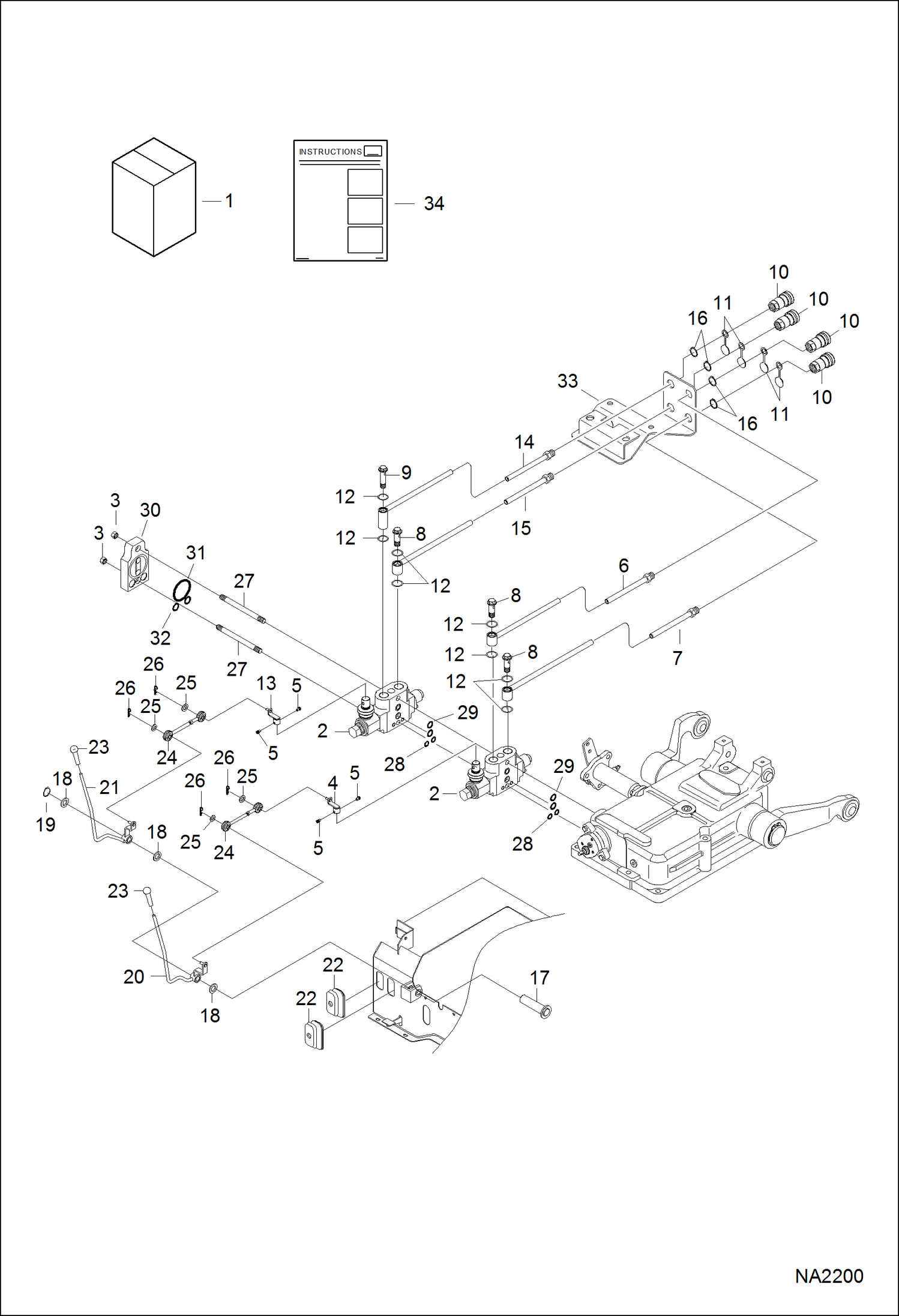 Схема запчастей Bobcat CT335 - REAR AUX KIT (Dual) ACCESSORIES & OPTIONS