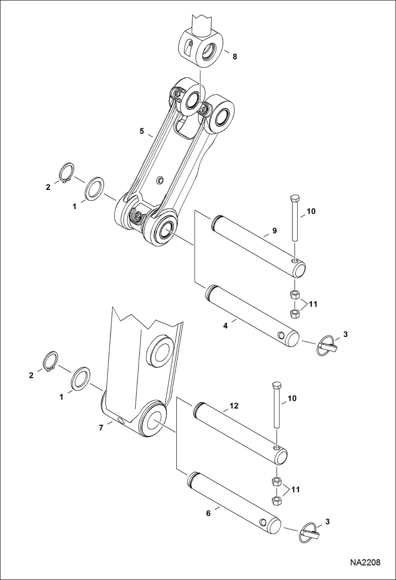 Схема запчастей Bobcat E32 - BUCKET LINK (Pin-On Attachment) WORK EQUIPMENT