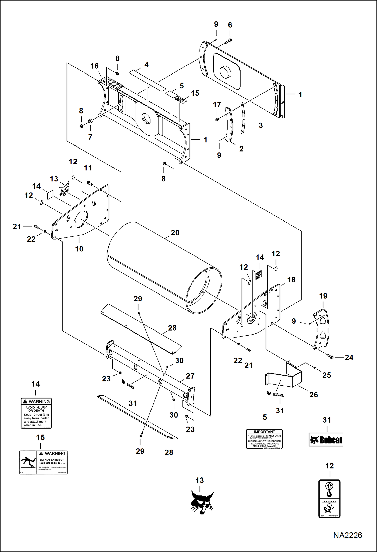 Схема запчастей Bobcat VIBRATORY ROLLER - VIBRATORY ROLLER (Frame & Roller) (48 Smooth AFLK) Loader