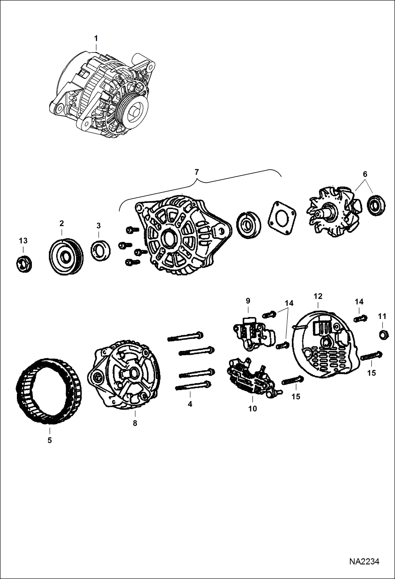 Схема запчастей Bobcat E25 - ALTERNATOR ELECTRICAL SYSTEM