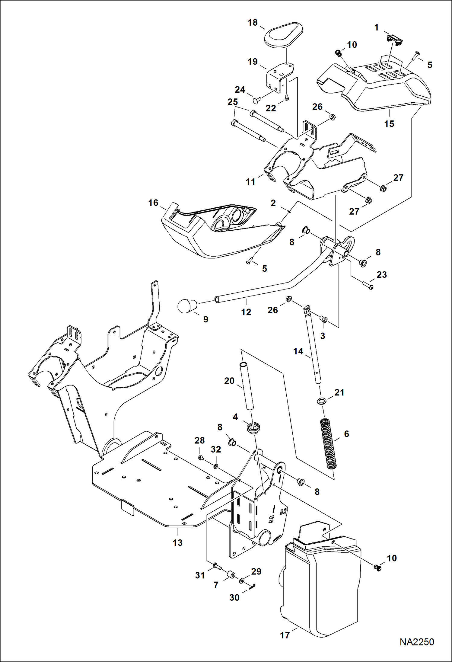 Схема запчастей Bobcat E32 - CONTROL CONSOLE (LH) (S/N A94H11001 - 16999, AC2N11001 - 14999) CONTROLS