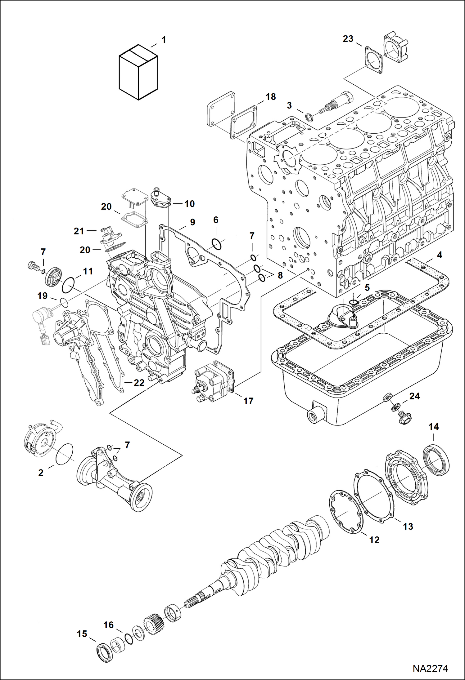 Схема запчастей Bobcat 337 - LOWER GASKET KIT (S/N E/ 9FZ999 & Below) POWER UNIT