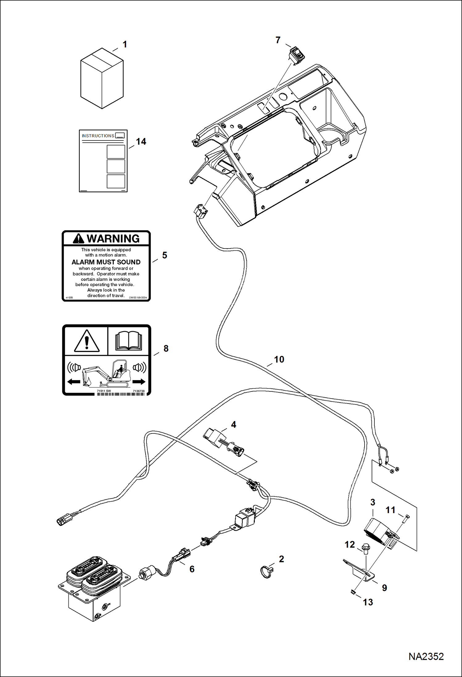 Схема запчастей Bobcat E32 - MOTION ALARM KIT ACCESSORIES & OPTIONS