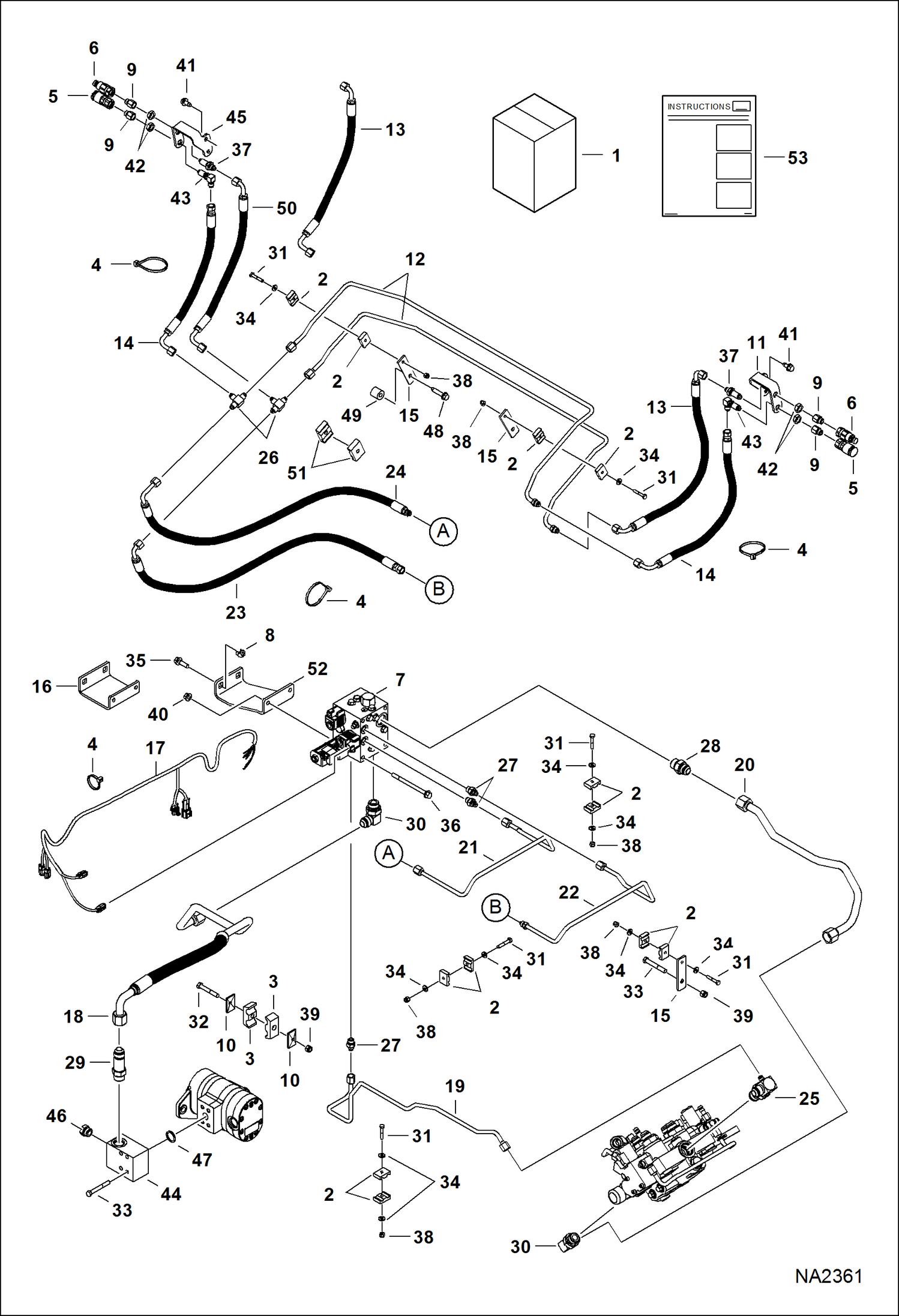 Схема запчастей Bobcat S-Series - REAR AUXILIARY (Kit) (S/N A3NT11001 - , A3NU11001 - ) ACCESSORIES & OPTIONS