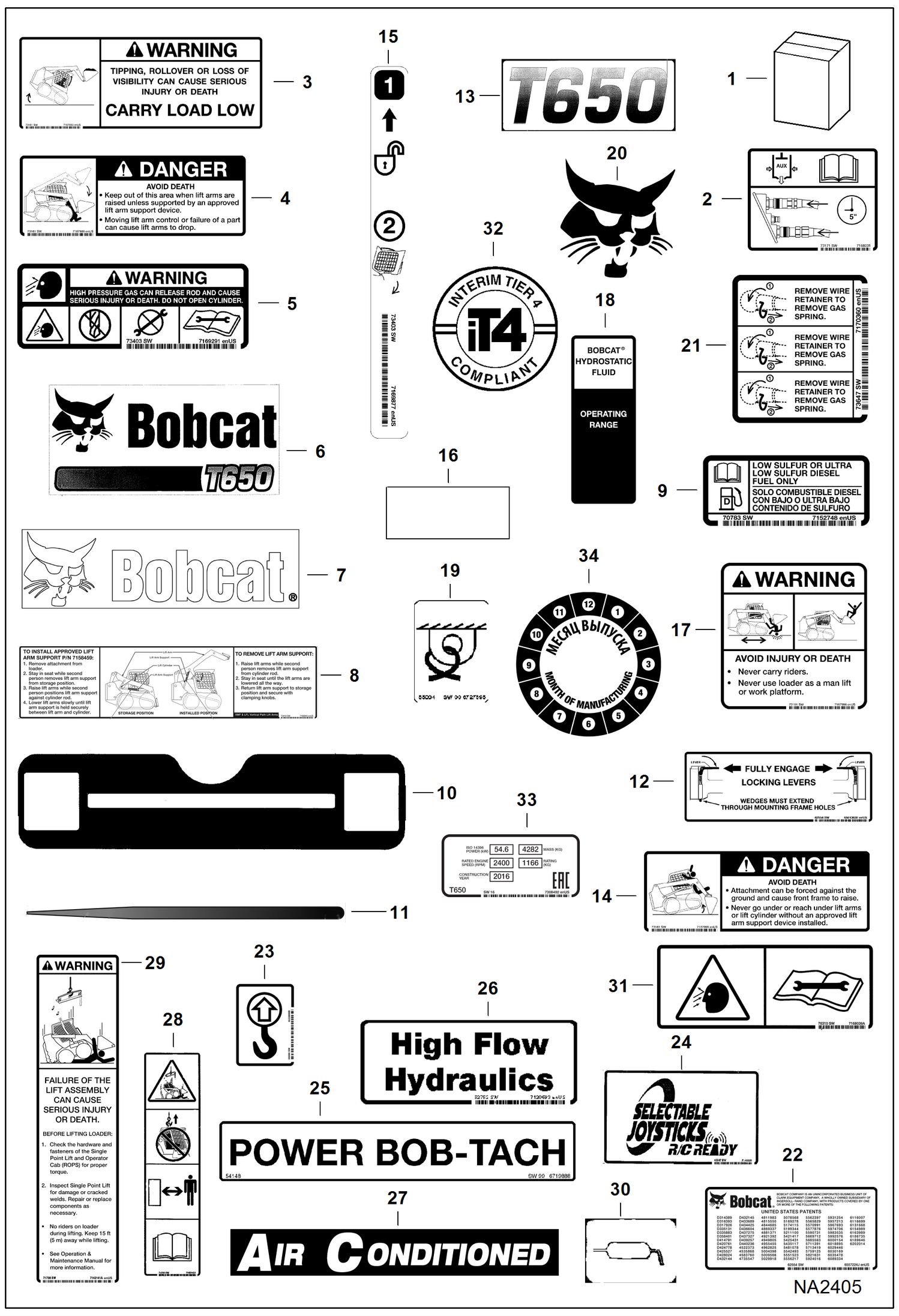 Схема запчастей Bobcat T-Series - DECALS (Outside) ACCESSORIES & OPTIONS