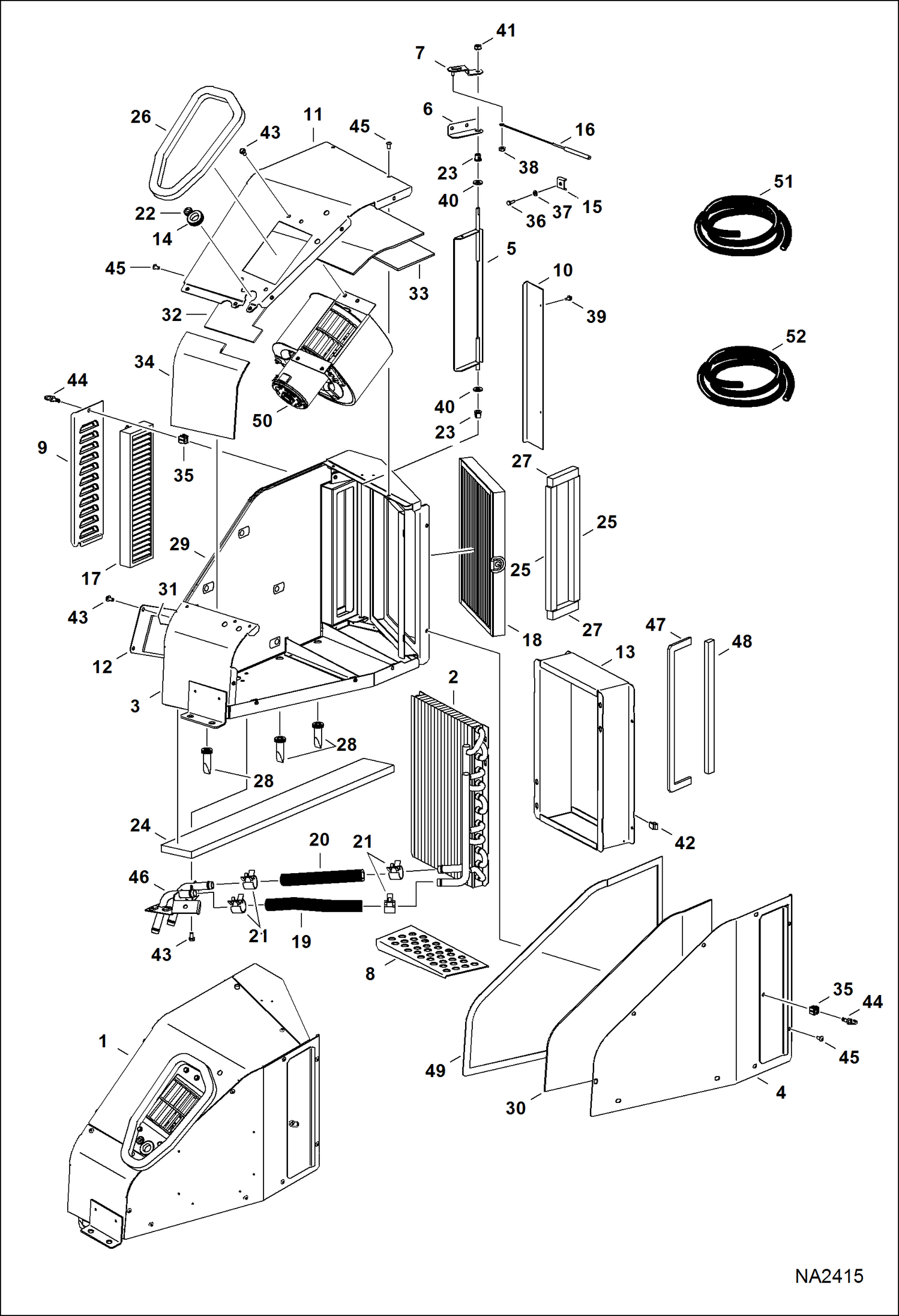 Схема запчастей Bobcat E32 - HEATER & A/C (Heater Assembly) (S/N A94H11001 - 13144, AC2N11001 - 13062) ACCESSORIES & OPTIONS